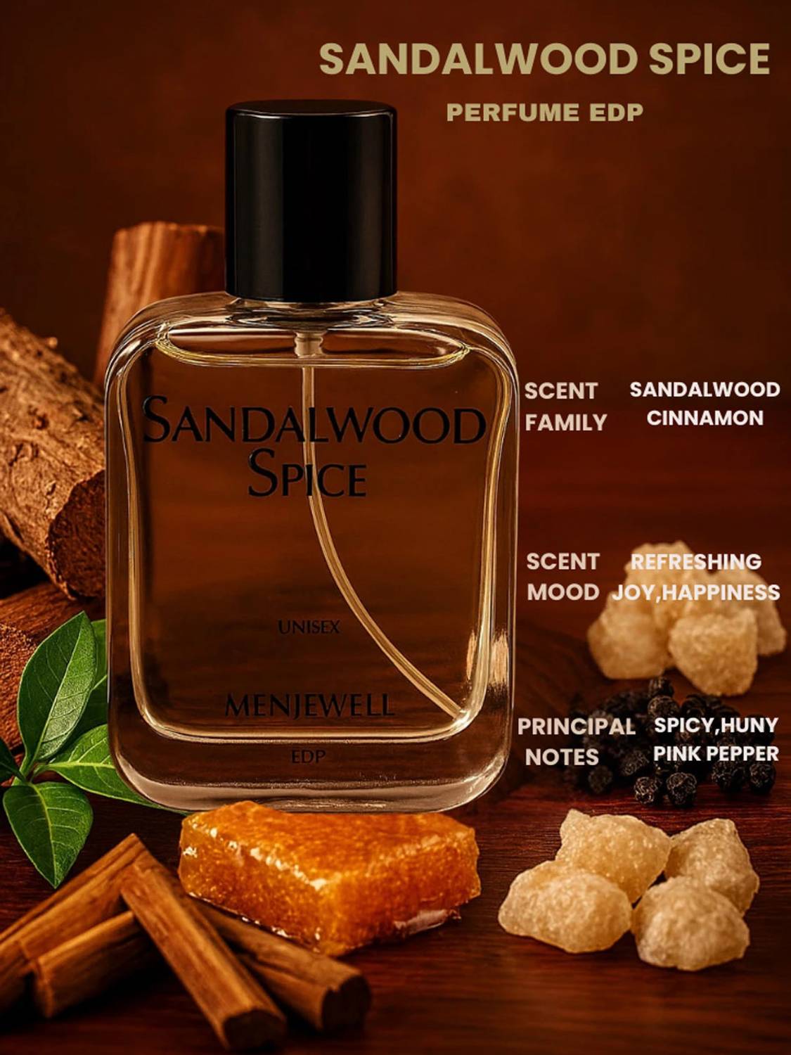 Menjewell Sandalwood Spice Perfume 50ml - Image 2