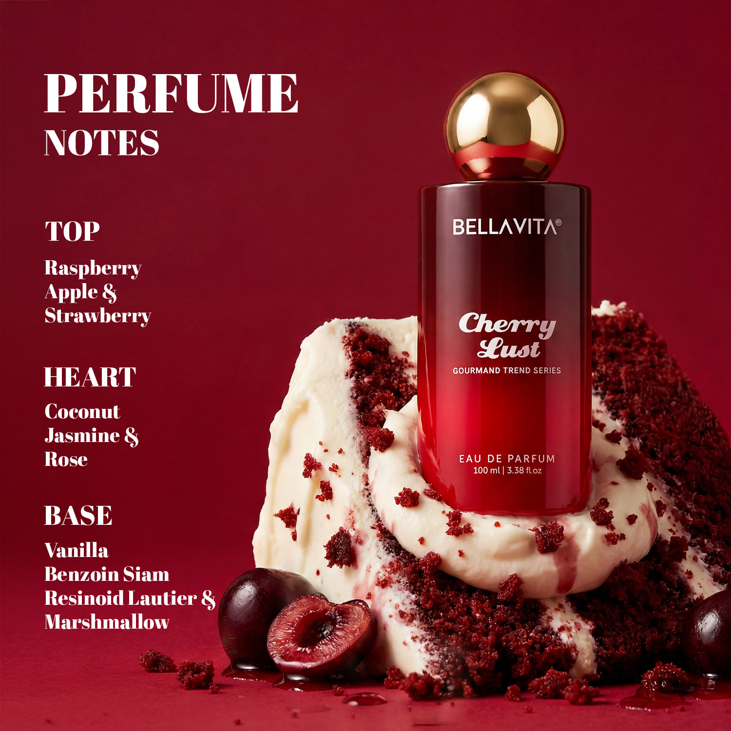 Image of BELLAVITA Cherry Lust | Gourmand Collection | Smell like a snack Eau de Parfum - 100 ml