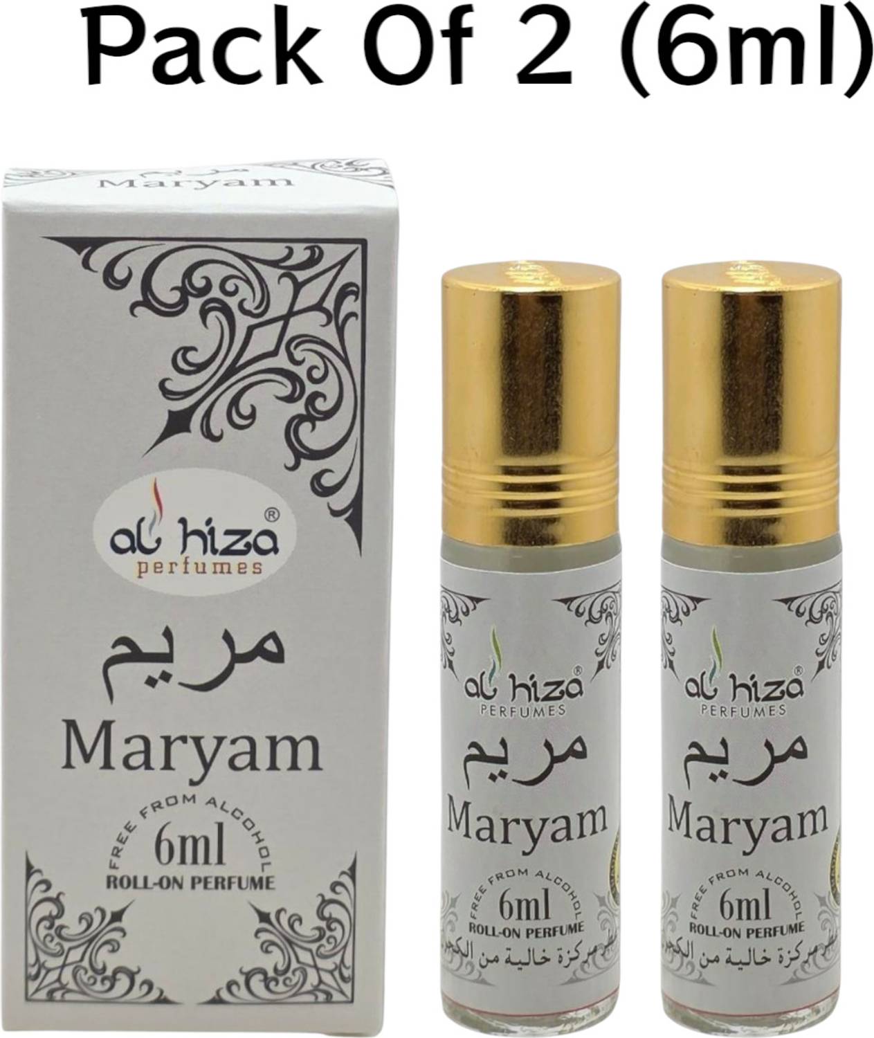 Alhiza Maryam Roll-On Perfume | Alcohol-Free Attar | Pack of 2 Perfume - 6 ml