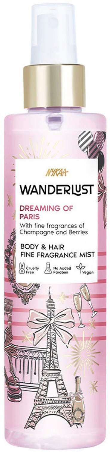 NYKAA Wanderlust Dreaming of Paris Fruity Body&Hair Fine Fragrance Mist (200ml) Perfume  -  200 ml