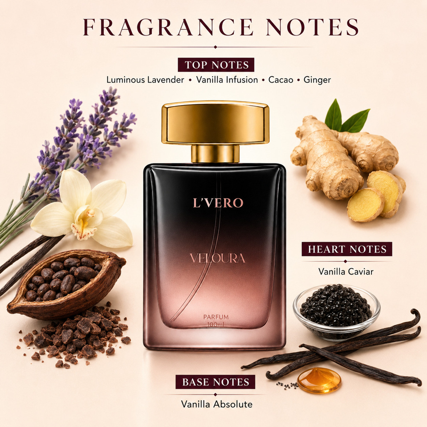 Image of L'vero Veloura Perfume For Female | Vanilla & Lavender Notes | Long Lasting Perfume - 100 ml