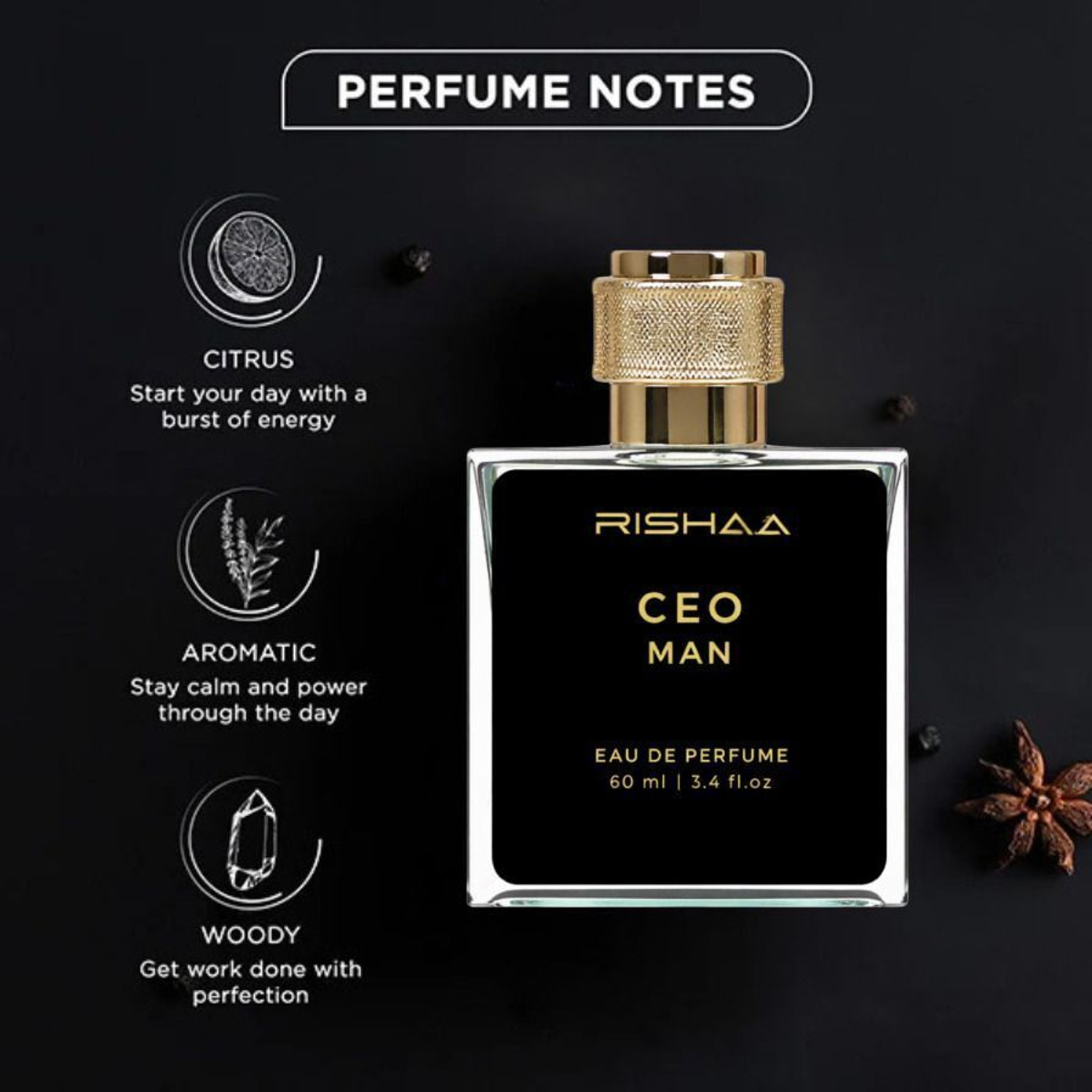 Image of Rishaa CEO MEN Executive Woody Eau De Parfume Eau de Parfum - 60 ml (For Men)