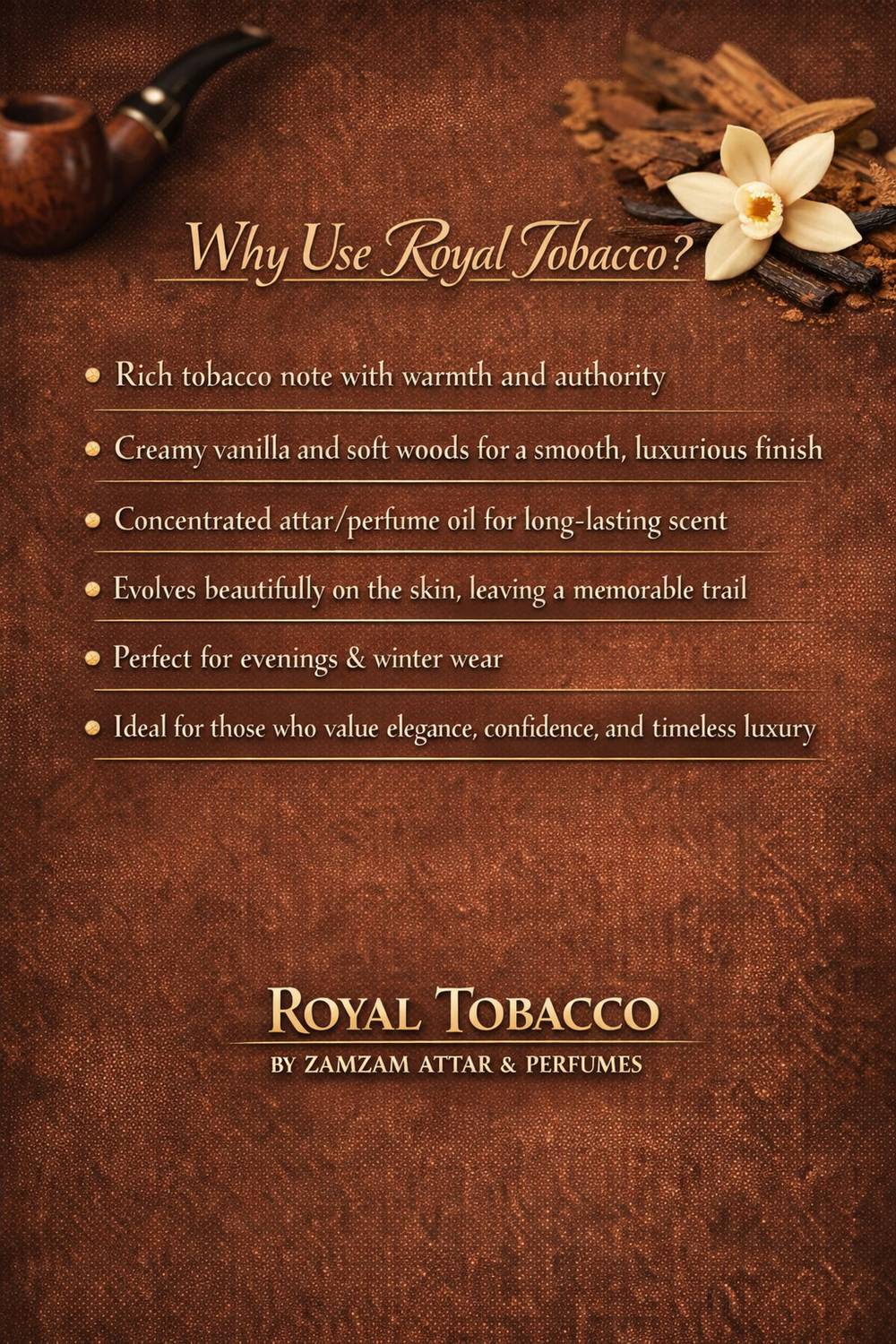 ZAMZAM ROYAL TOBACCO Extrait De Parfum - 50 ml - Image 4