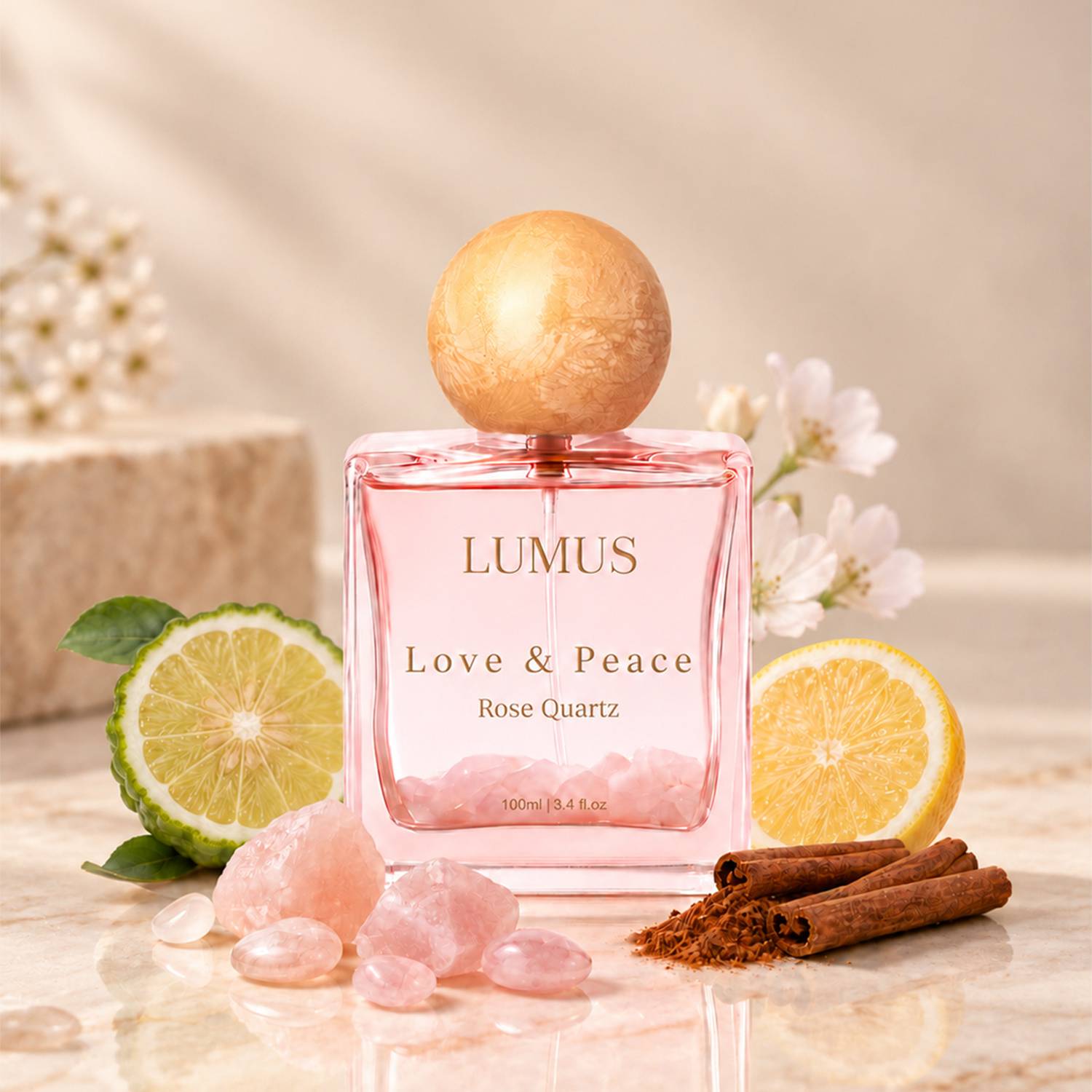 Lumus Rose Quartz Crystal Perfume Eau de Parfum 100ml - Image 1