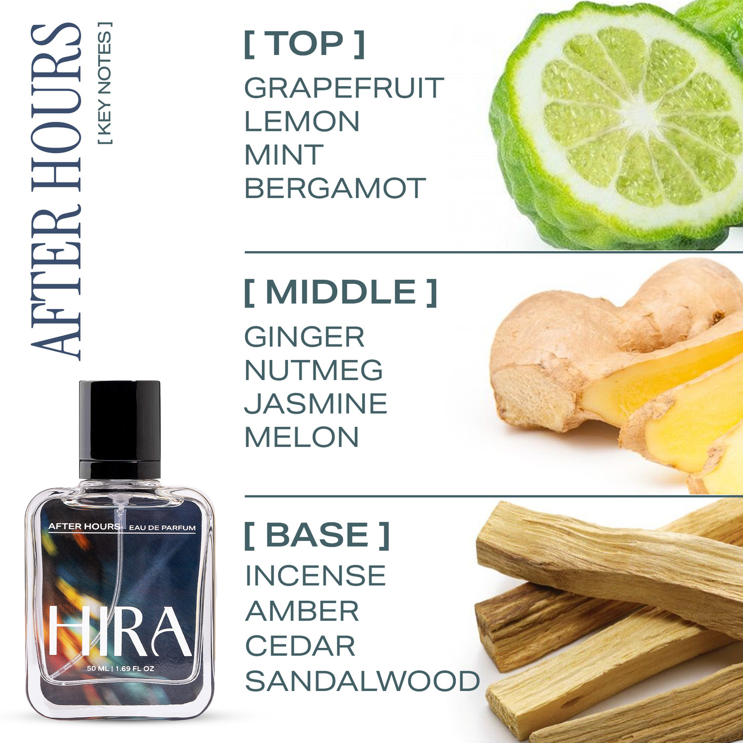 Image of HIRA After Hours Perfume | Long Lasting Smell | Best with Fresh & Woody Fragrance Eau de Parfum - 50 ml