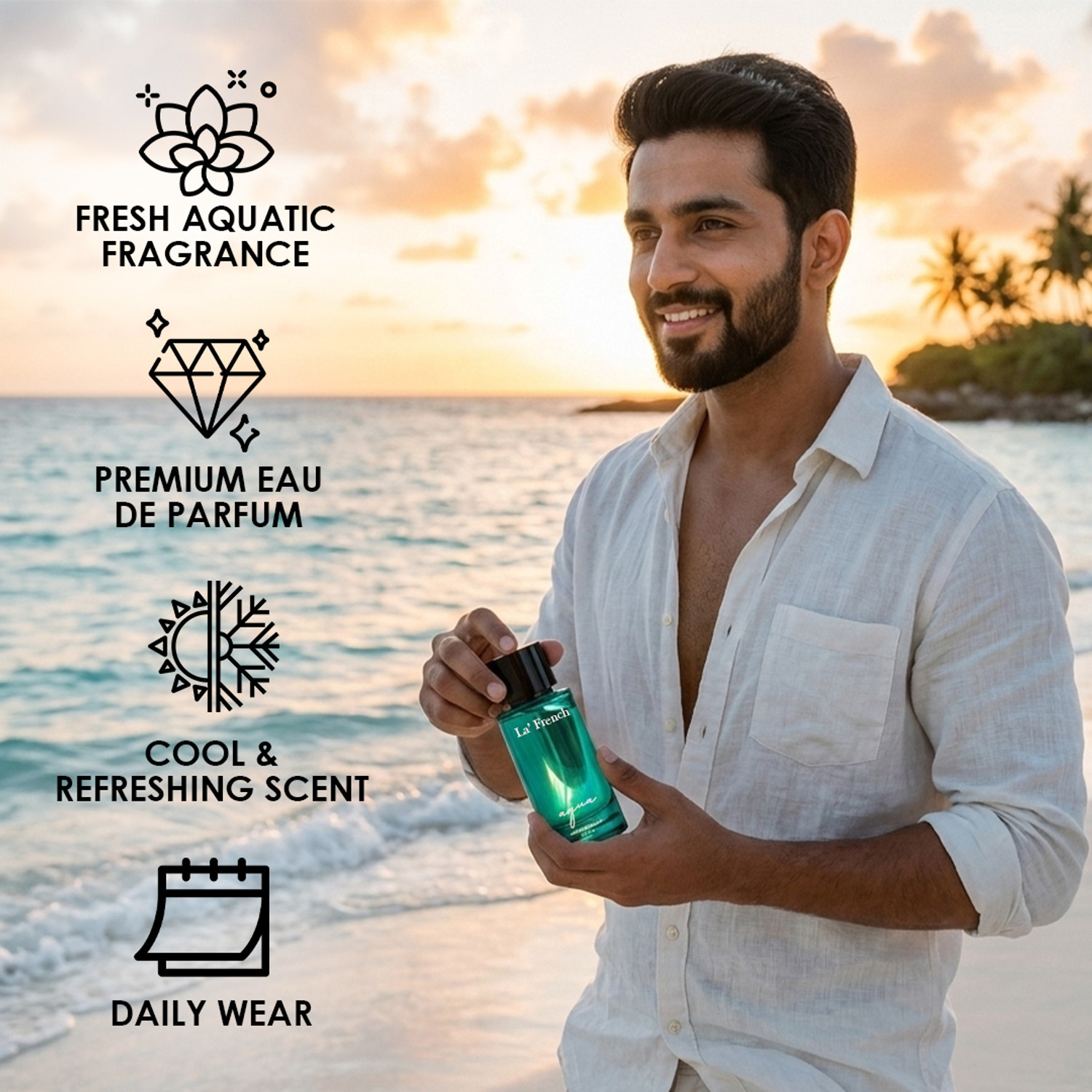 Image of La French Aqua Unisex Perfume - 100ml | Long-Lasting Perfume | Ideal for All Occasions Eau de Parfum - 100 ml
