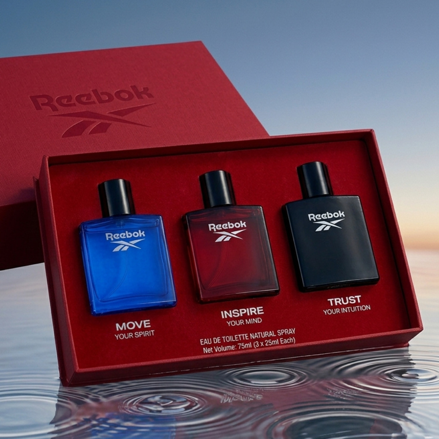 Image of REEBOK EDT Trio Gift Set | Move + Inspire + Trust EDT Perfume for Men 3x25ml Eau de Toilette - 75 ml