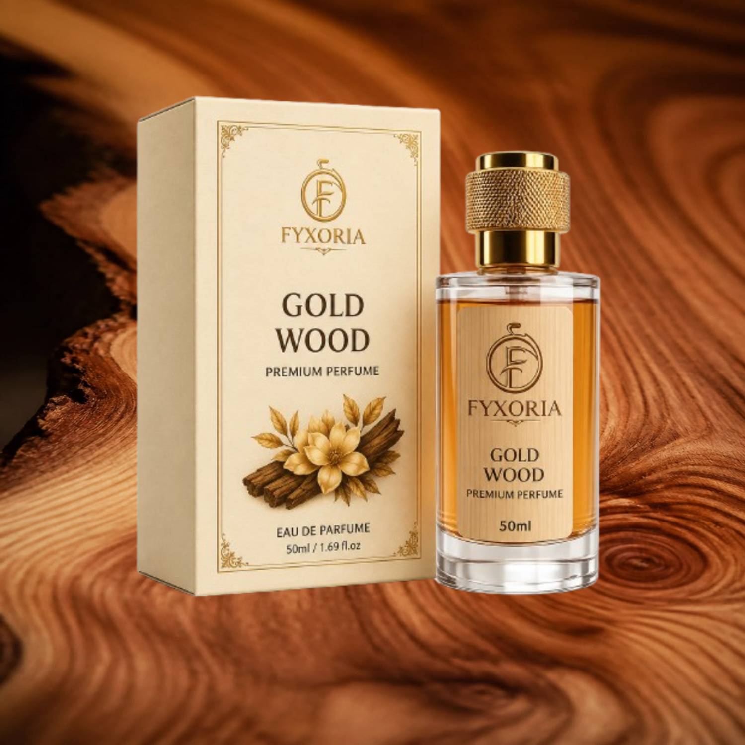 FYXORIA Gold Wood Luxury Bloom Perfume 50ml - Image 1
