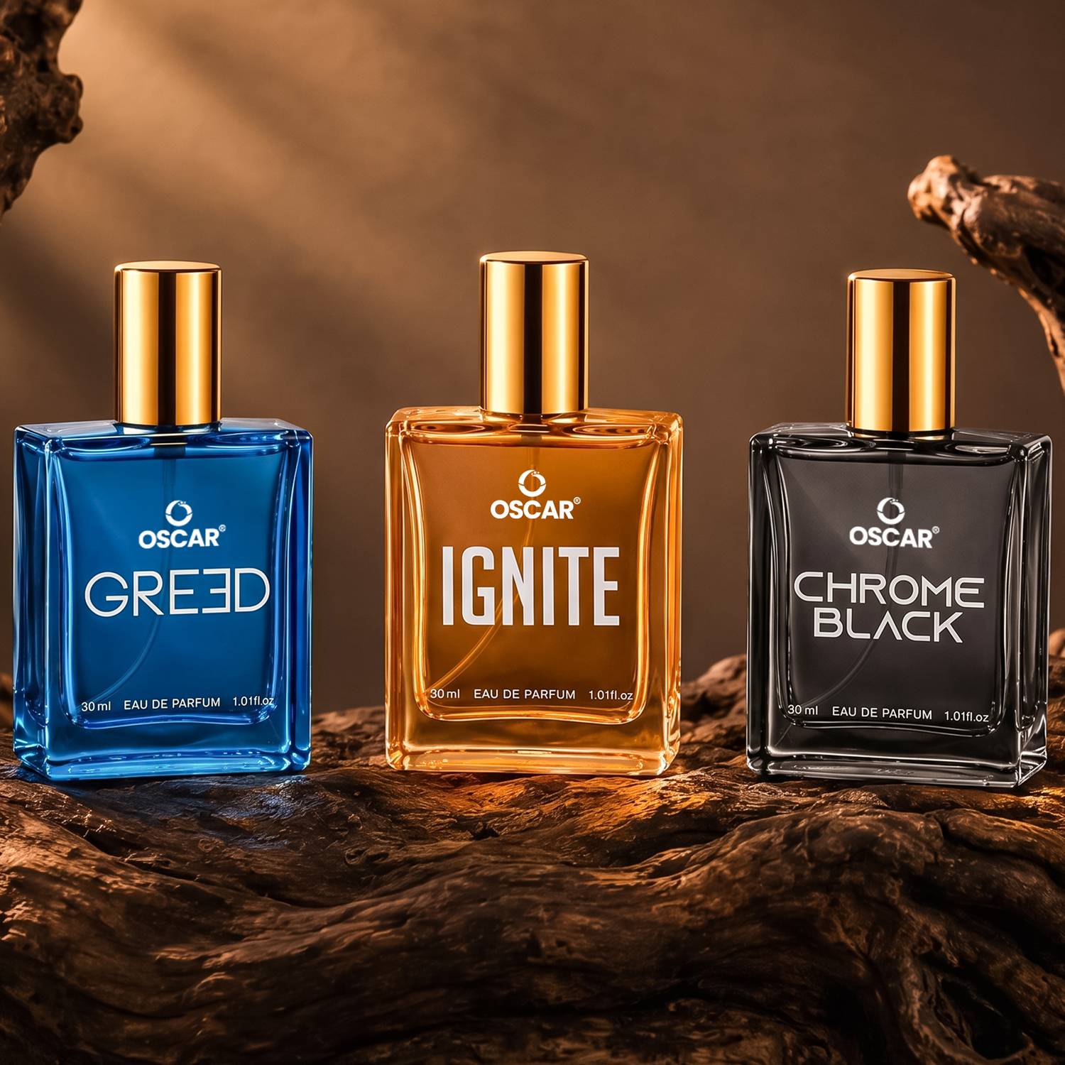 OSCAR Chrome Black, Ignite, Greed Premium Perfume Combo, Strong, Long Lasting (30mlx3) Eau de Parfum - 90 ml - Image 1