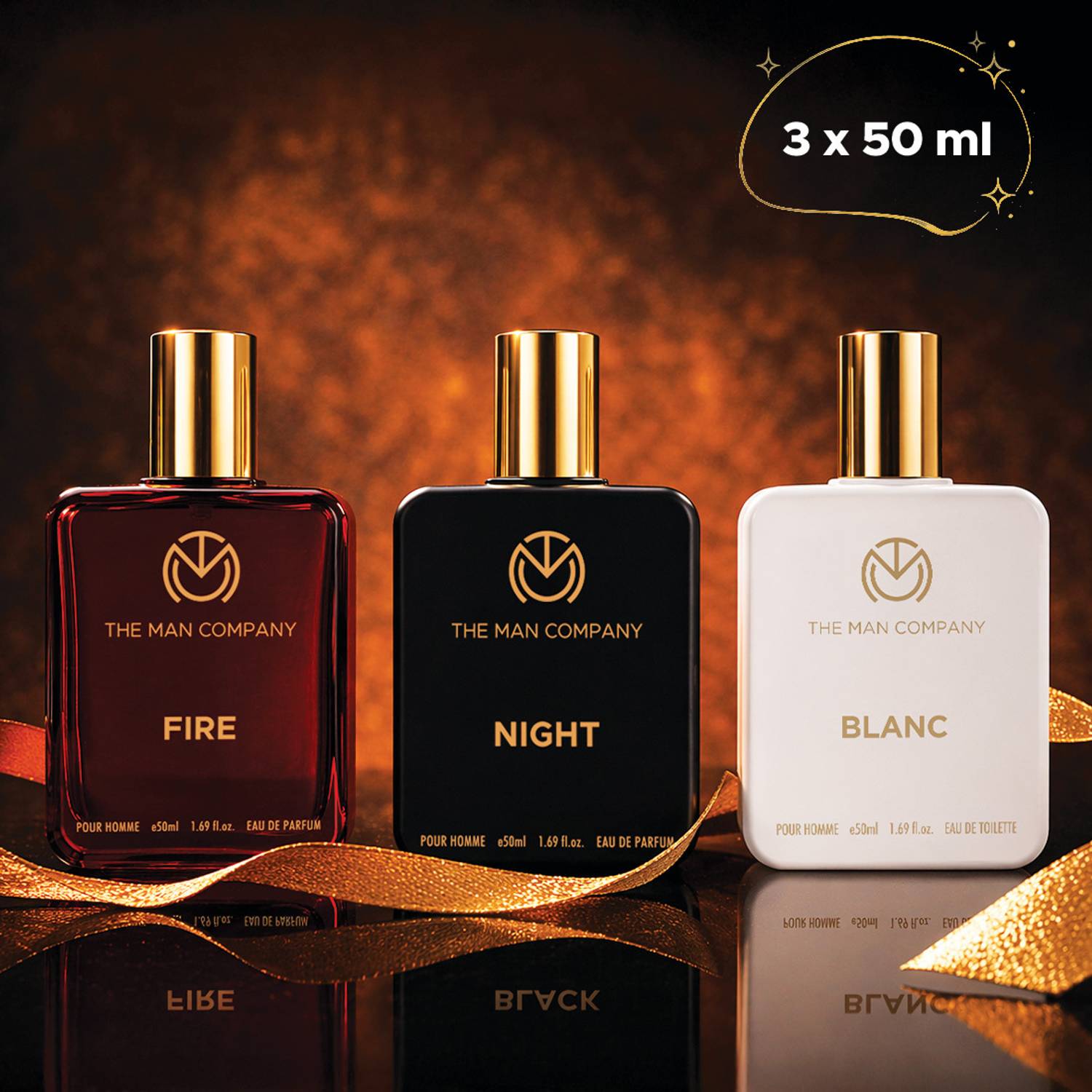 The Man Company Fire, Night, Blanc Pack of 3 · 50 ml (150 ml total) - Image 1