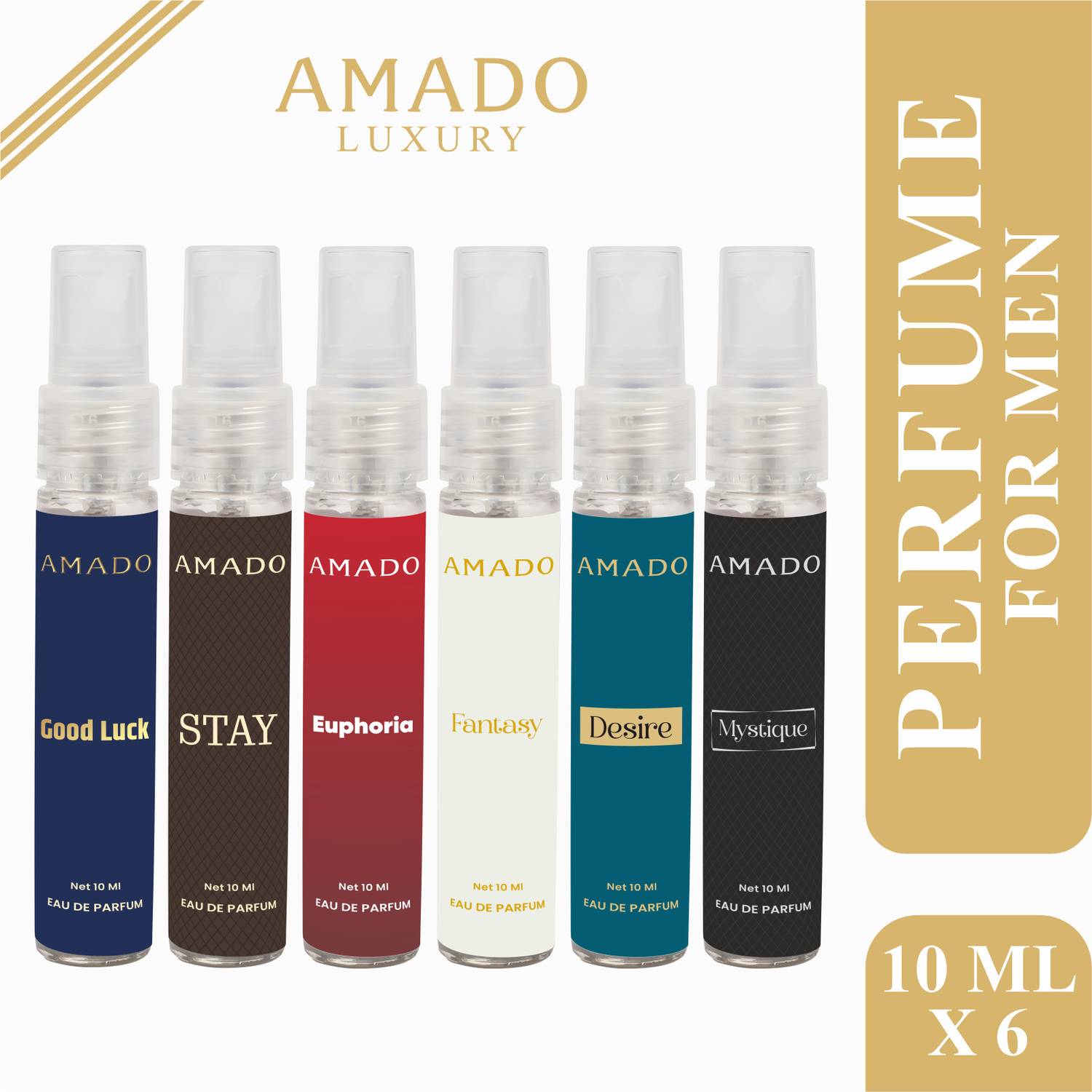Amado 6-Piece Perfume Collection - 10ml Each | Signature Scents Combo Eau de Parfum  -  60 ml