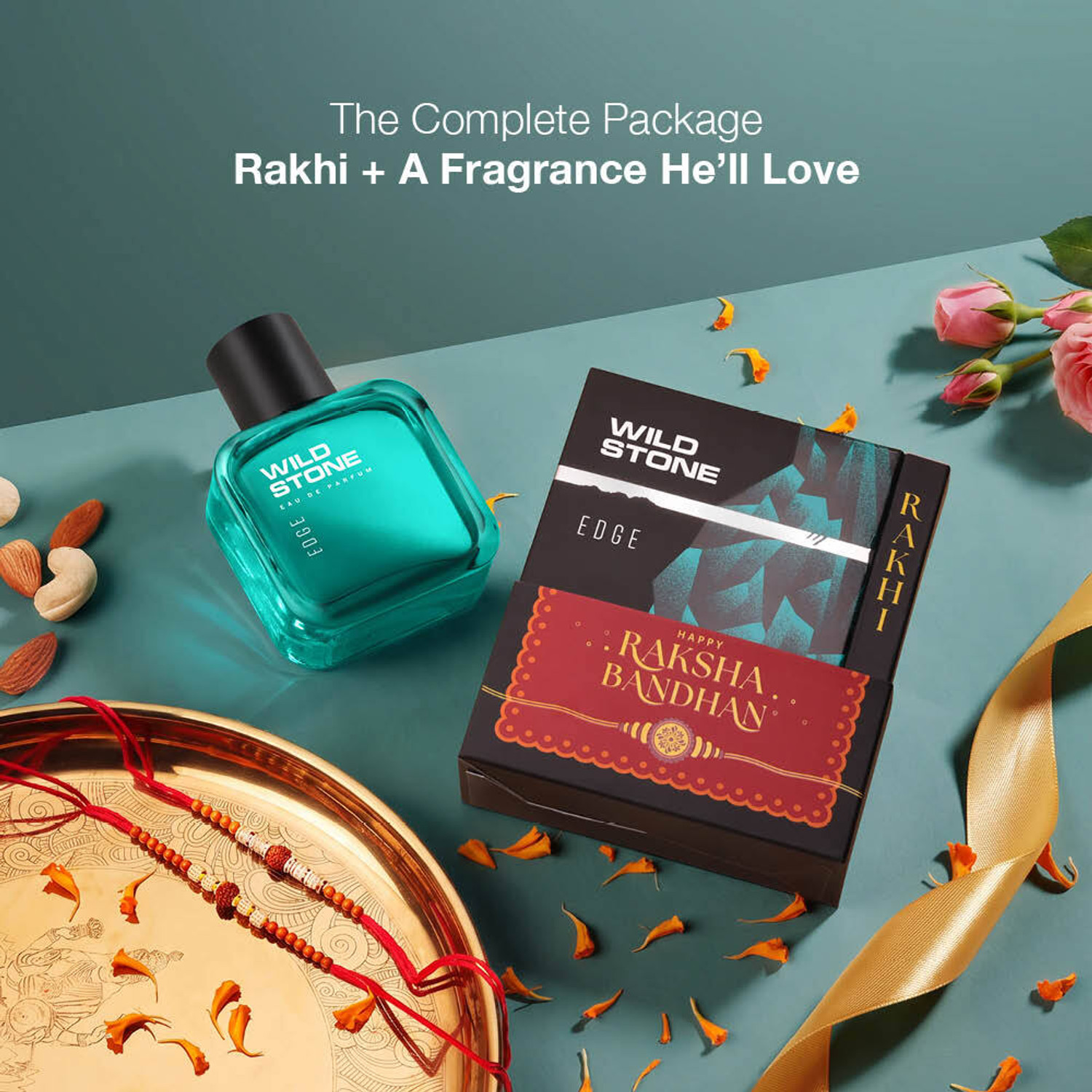 Image of Wild Stone Edge Parfume with 2 Designer Rakhi Set | Raksha Bandhan Gift Pack | Eau de Parfum - 50 ml