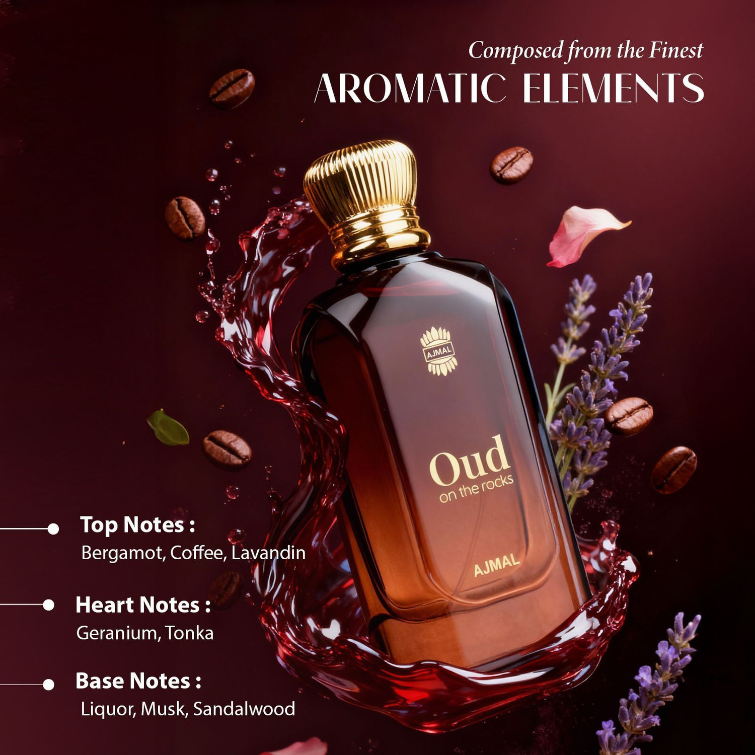 Image of Ajmal Oud On The Rocks Luxury Perfume, Lavender, Sandalwood, Strong & Long Lasting Eau de Parfum - 100 ml