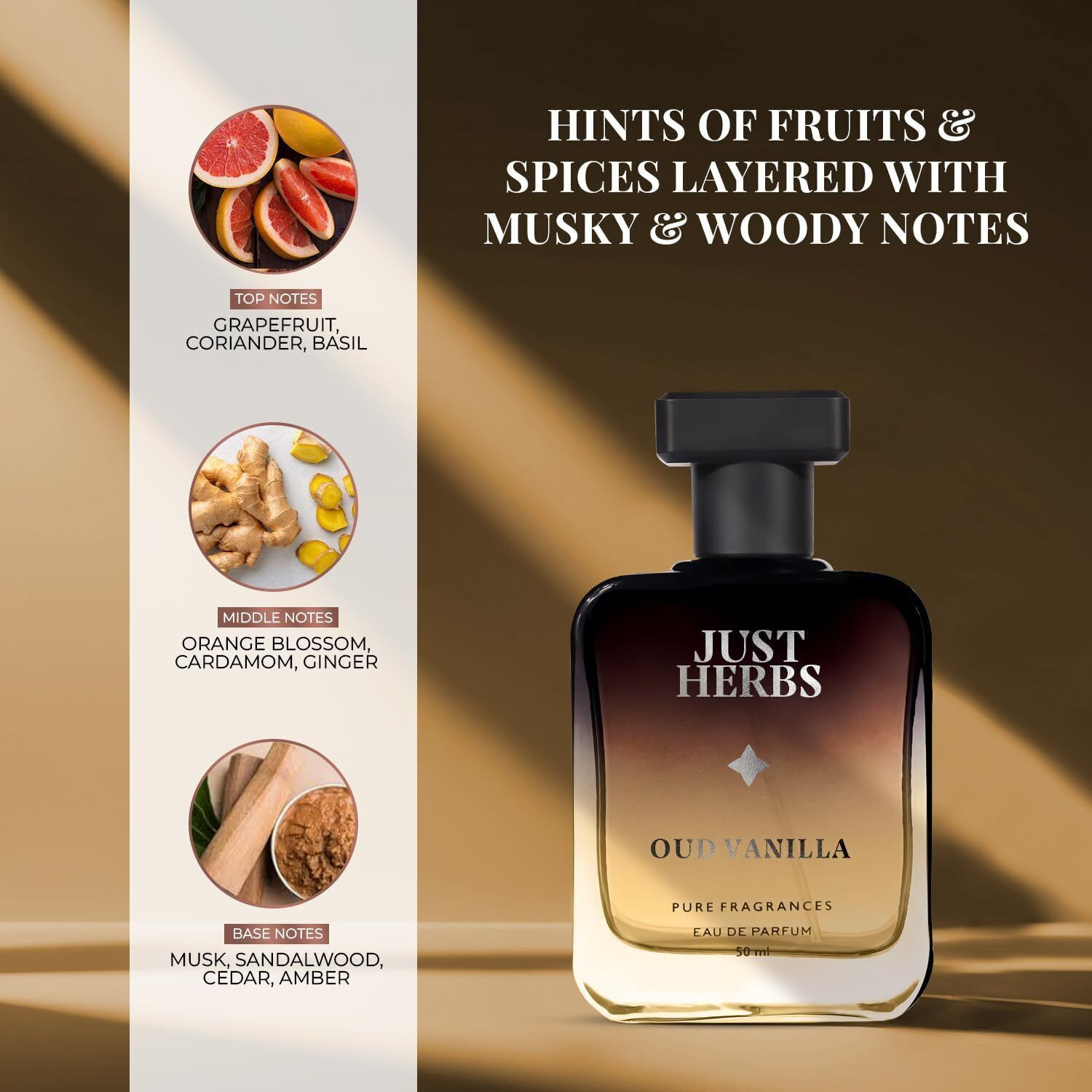 Image of Just Herbs Unisex Perfume Combo - Cin & Tonic + Oud Vanilla EDP (2x50ml) Eau de Parfum - 100 ml