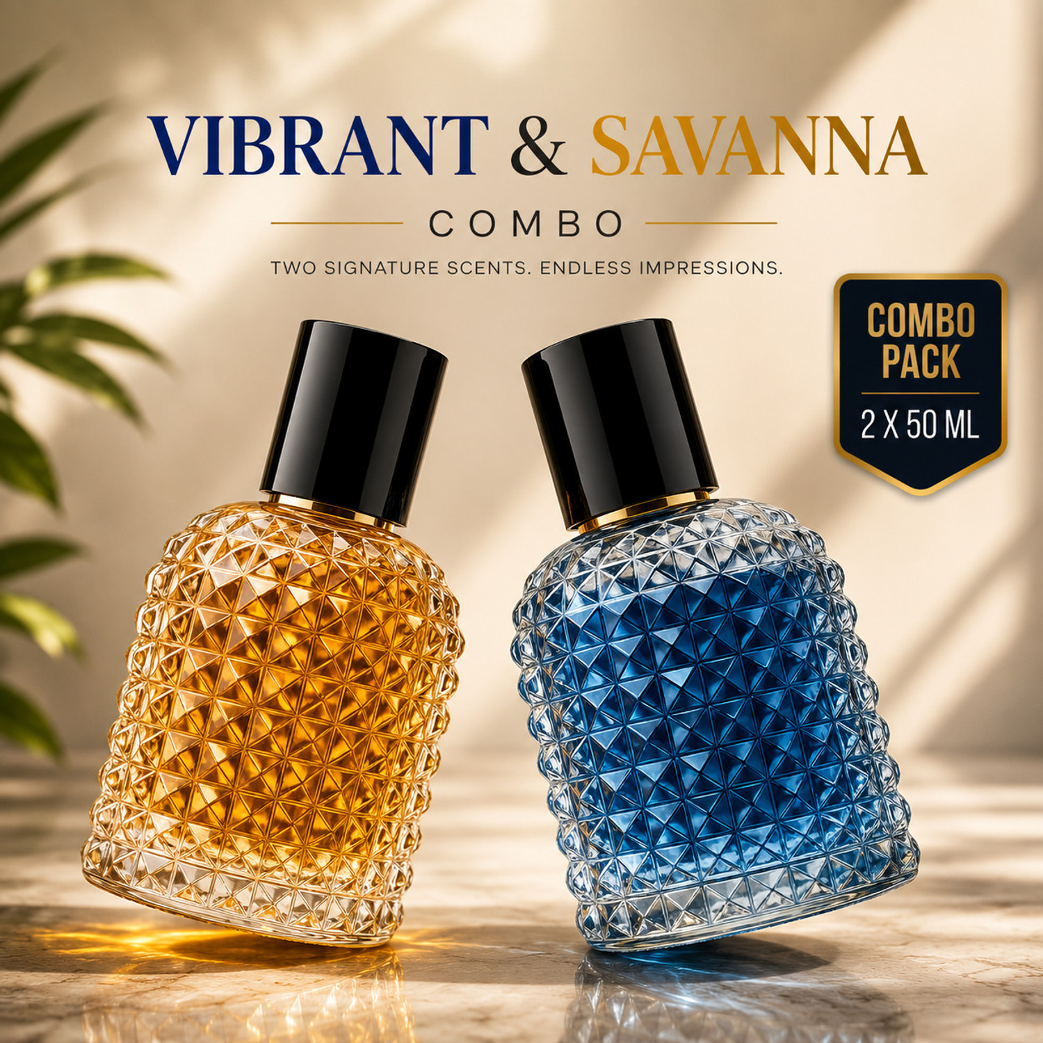 Image of DIVINE DELIGHT Combo Pack Of 2|VIBRANT - SAVANNA |Parfum|Long-Lasting|Specially Currated Eau de Parfum - 50 ml