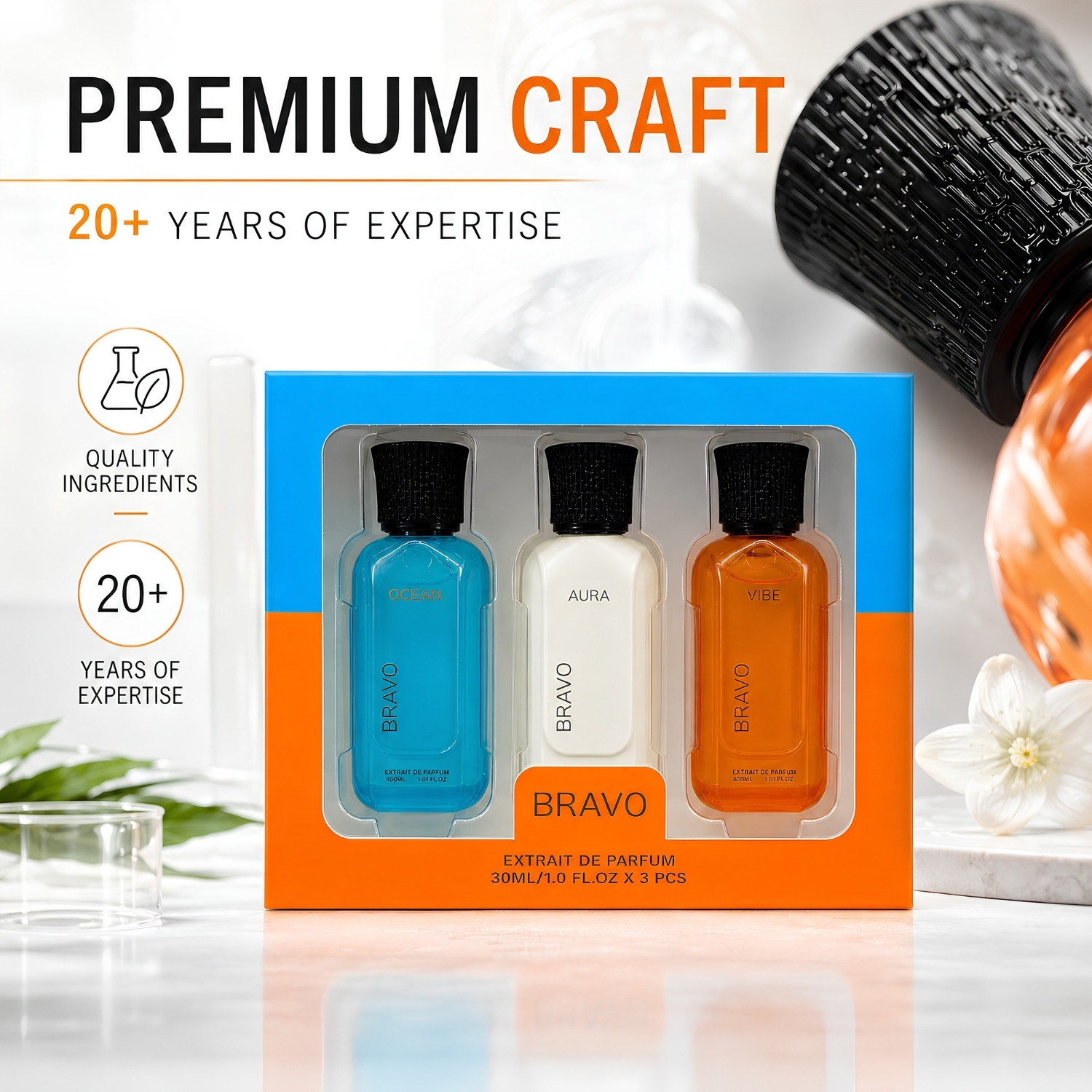 Image of Bravo Luxury Combo Set - Ocean , Aura , Vibe Extrait De Parfum - 90 ml