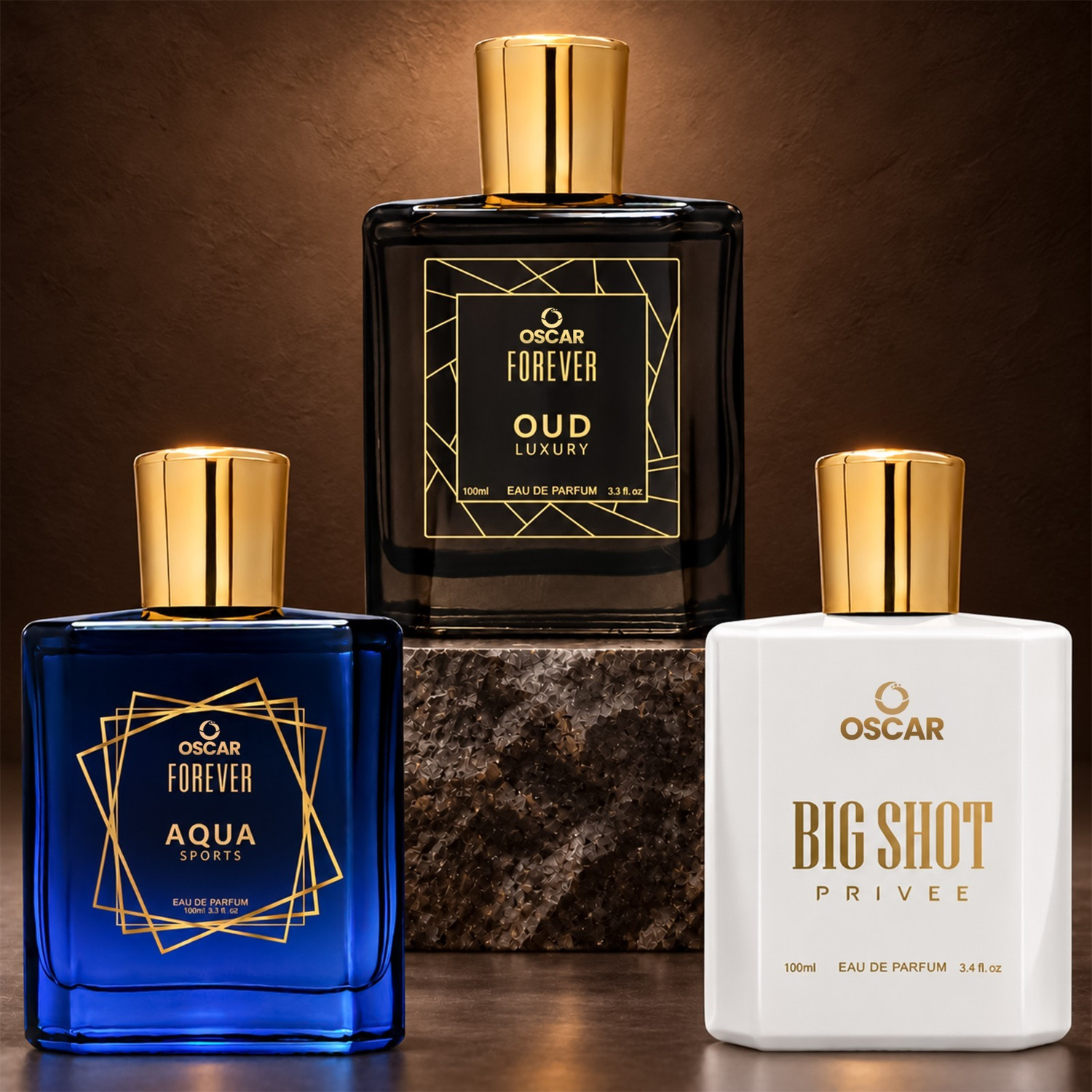 Image of OSCAR Forever Aqua Sports, Oud Luxury & Bigshot Privee Premium Perfume Comb Strong Eau de Parfum - 300 ml (For Men & Women)