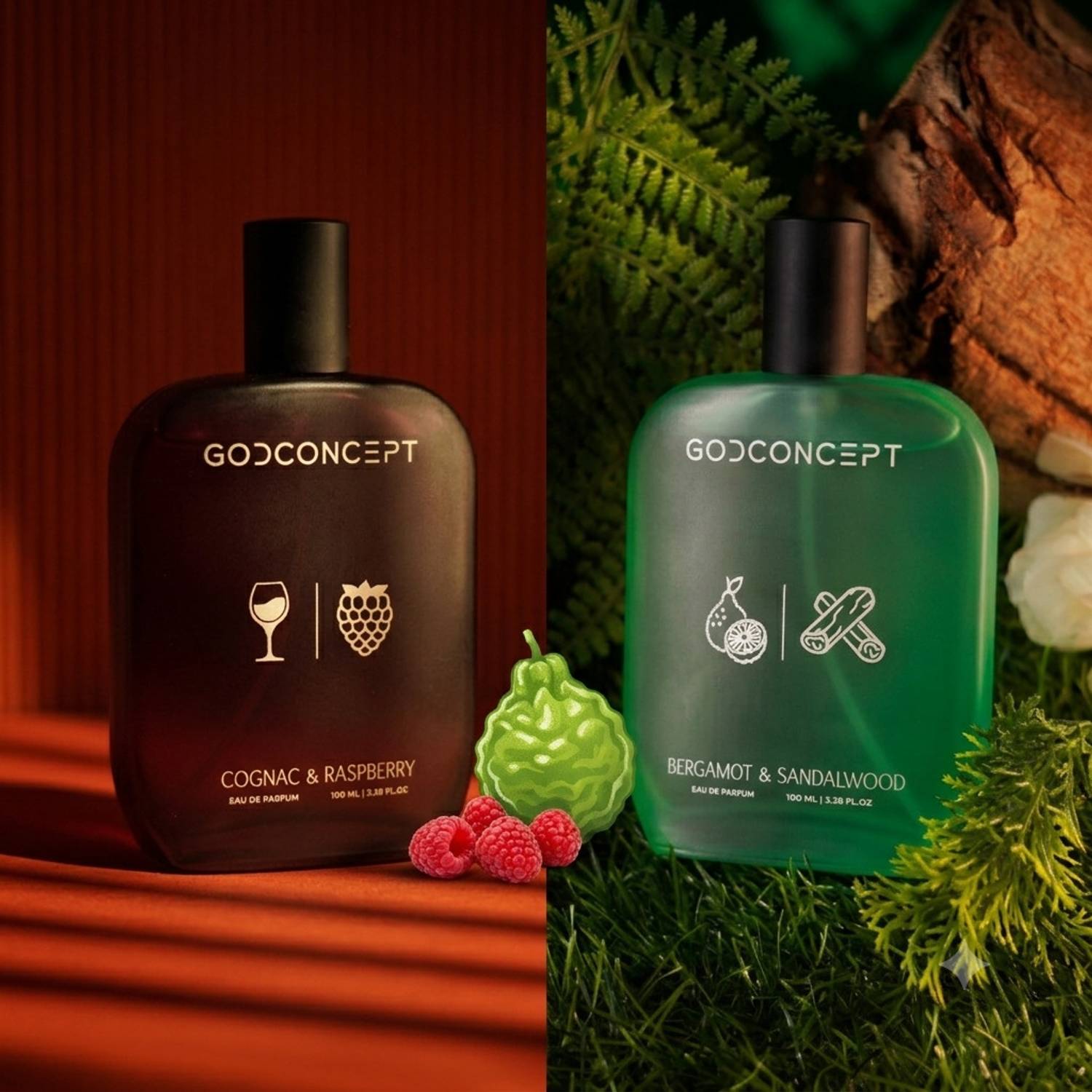 GodConcept Bergamot & Sandalwood-Cognac & Raspberry Eau de Parfum - - Image 1