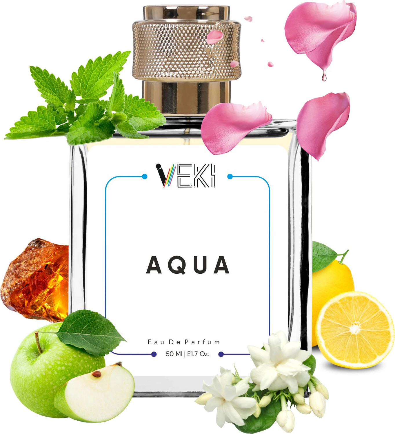 Image of Veki Aqua Perfume, Aromatic Fresh Spicy Accords Strong and Long Lasting Fragrance Eau de Parfum - 50 ml