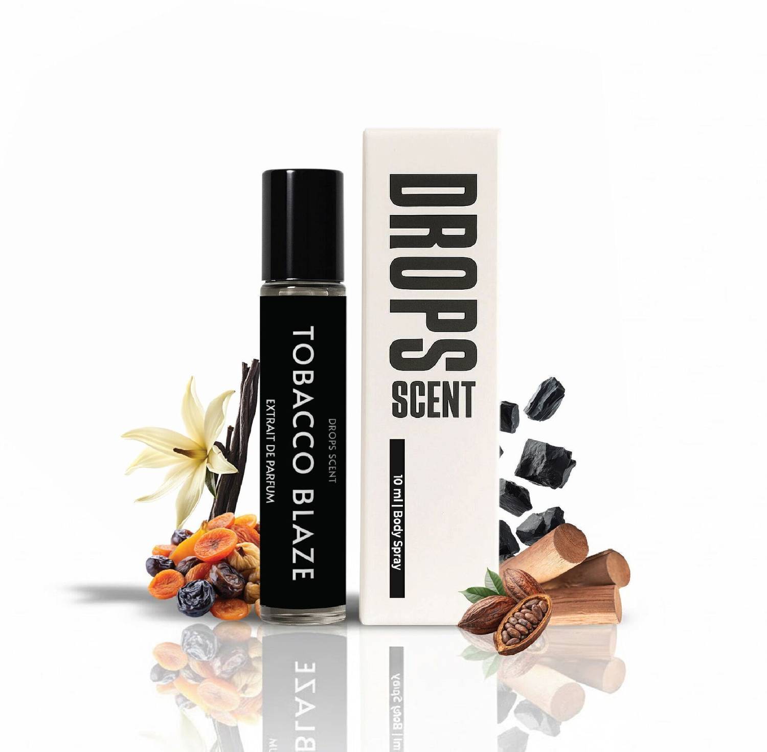 tobacco blaze is not wornit arrives. A dusk-lit trail of honeyed tobacco and suede, smouldering beneath amber skies. Rasasi redefines seduction through quiet fire and golden shadows., Unforgettable the combination of Orange flowers and Spices instantly captivates from the first impression Buy DROPS SCENT Tobacco Blaze