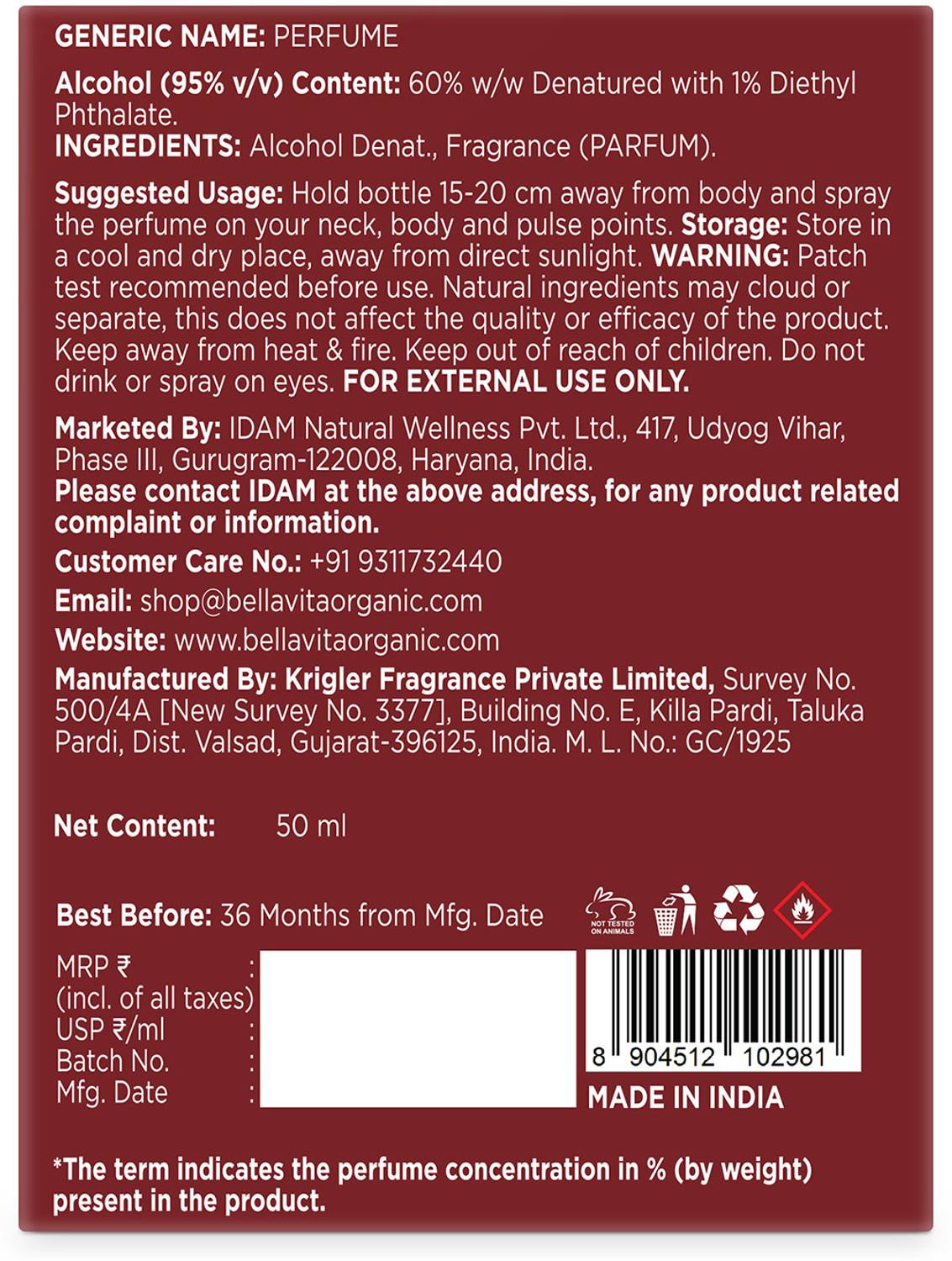 BELLAVITA Dark Spice Beast Mode Perfume 50 ml - Image 5