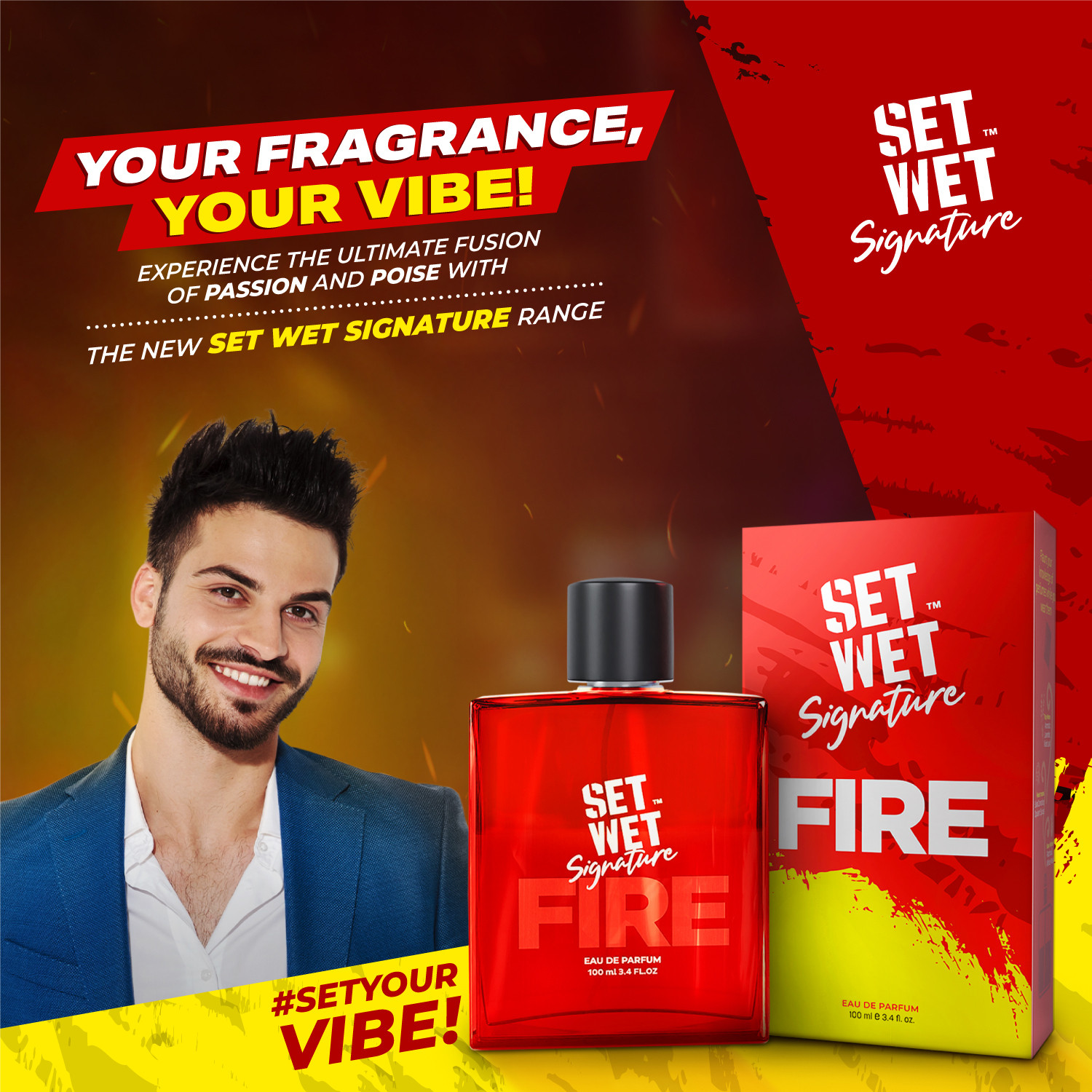 Image of SET WET Fire & Ice Perfume for Men, Woody & Citrusy Long Lasting Perfume, Pack of 2 Eau de Parfum - 200 ml