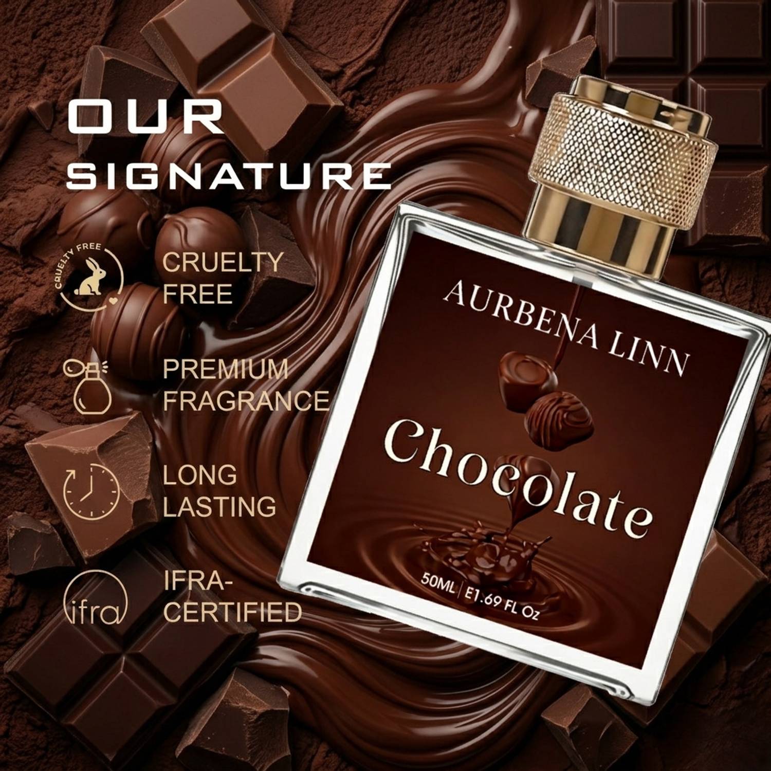 Aurbena Linn Chocolate Fresh And Floral Eau de Parfum - 50 ml - Image 3