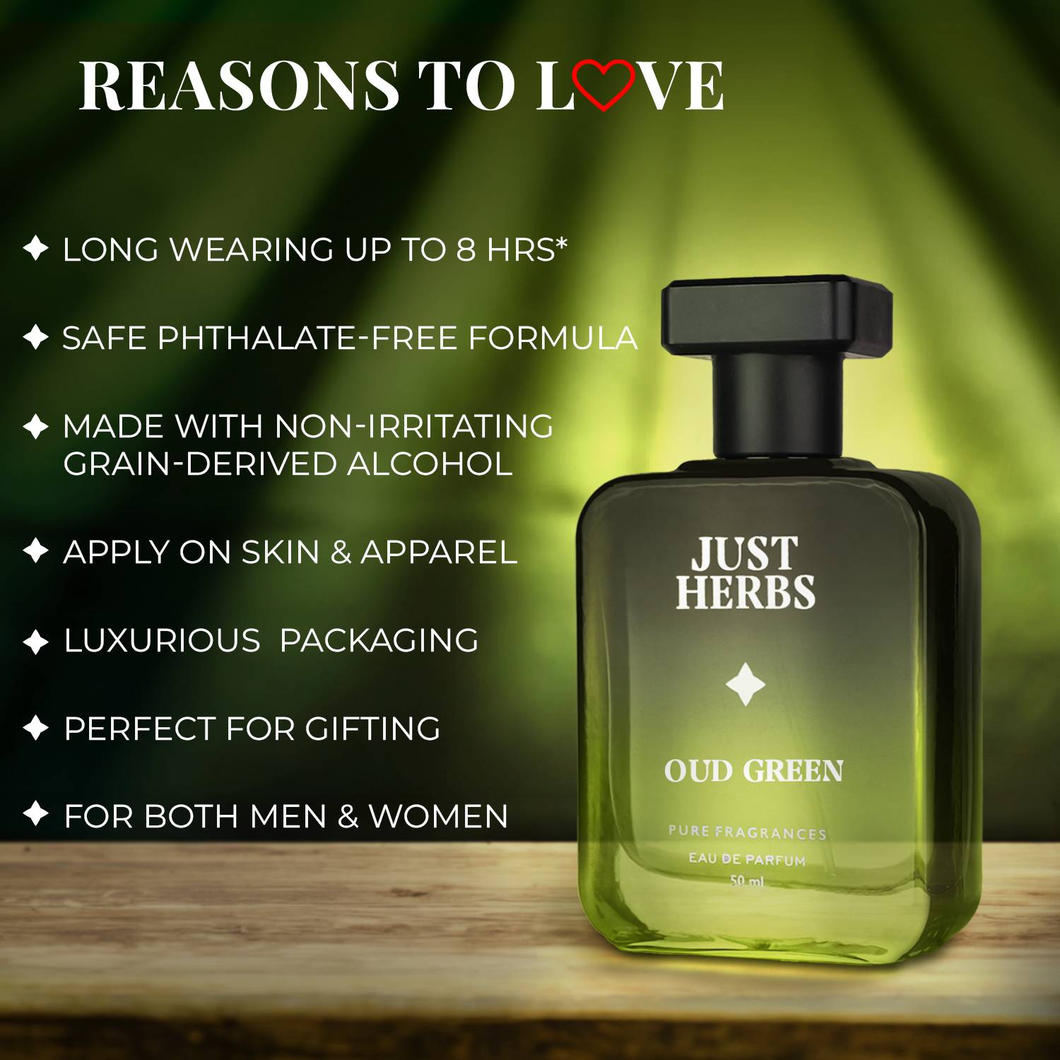 Just Herbs Intene Oud Green Eau De Parfum 50ml - Image 3