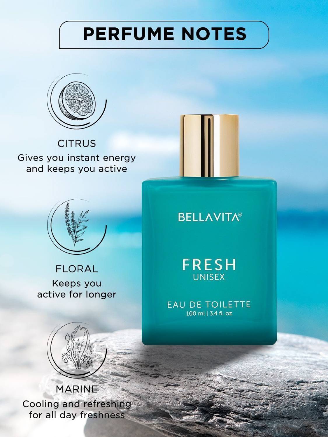 BELLAVITA Fresh Eau De Toilette Unisex Perfume 100 ml - Image 3