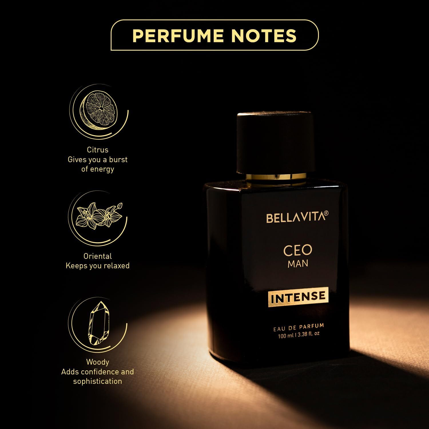 Image of Bellavita Luxury CEO Intense Citrus Woody Perfume for Men 100 ml Eau de Parfum - 100 ml