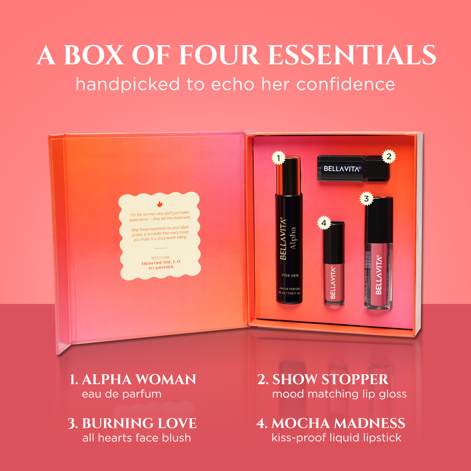 Image of BELLAVITA SHE.E.O Gift Set | Bold Color & Luxe Fragrance | Fast-Dry Formula Perfume - 21.6 ml