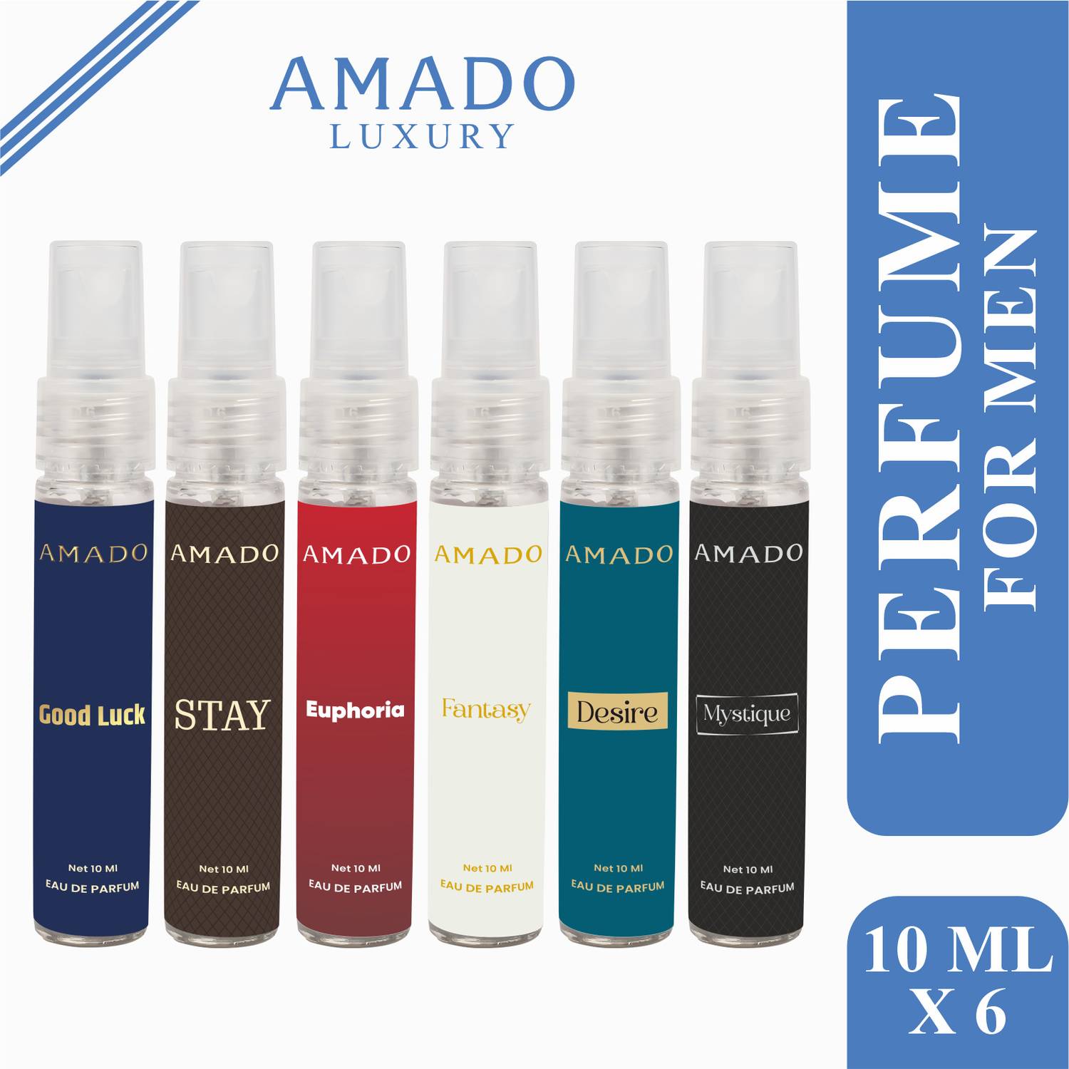 Amado Unisex Perfume Set - 6 x 10ml | Long-Lasting & Captivating Scents Eau de Parfum  -  60 ml