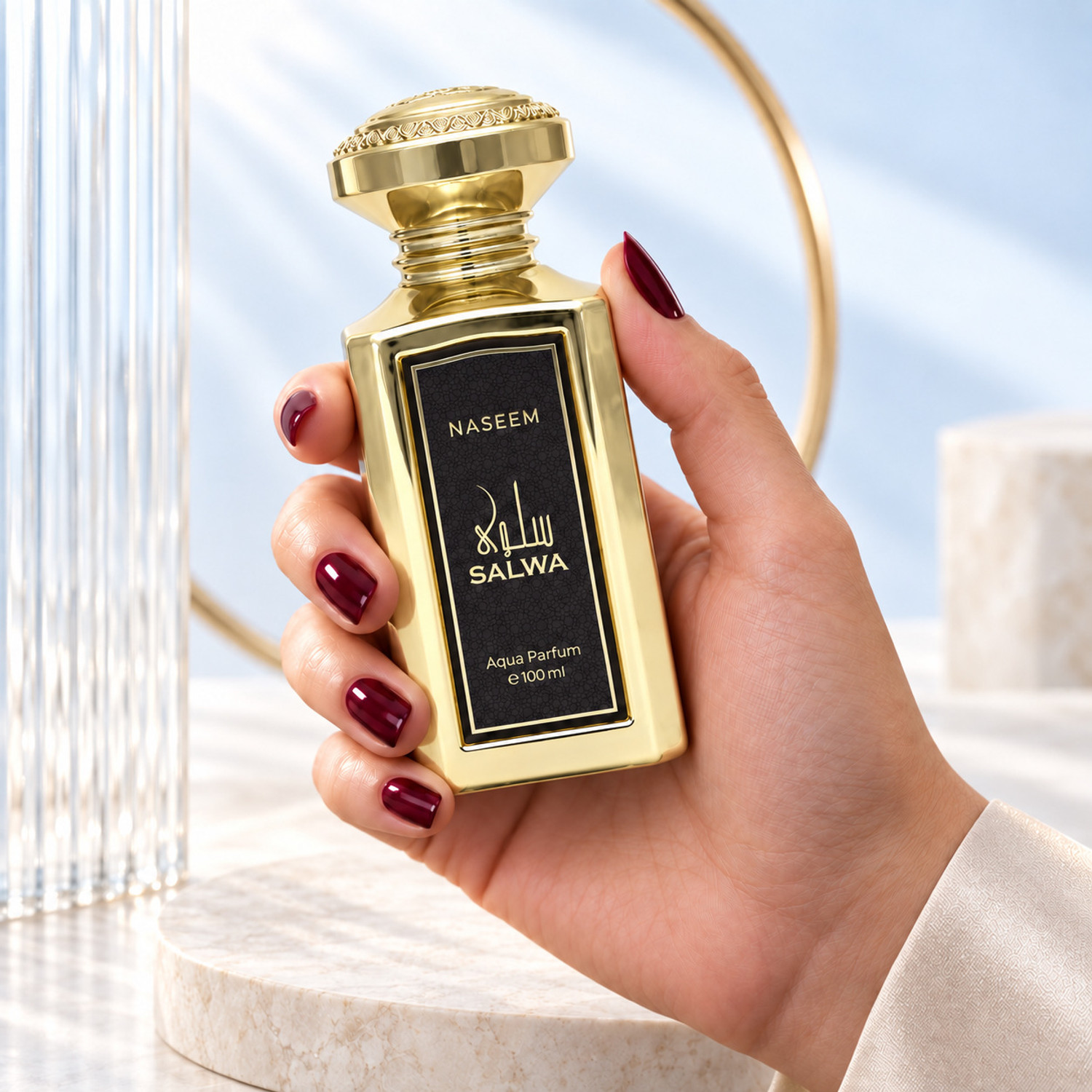 Image of NASEEM Salwa Aqua Parfum - Alcohol-Free, Long-Lasting Scent with Oud, Saffron & Rose Eau de Parfum - 100 ml (For Men & Women)