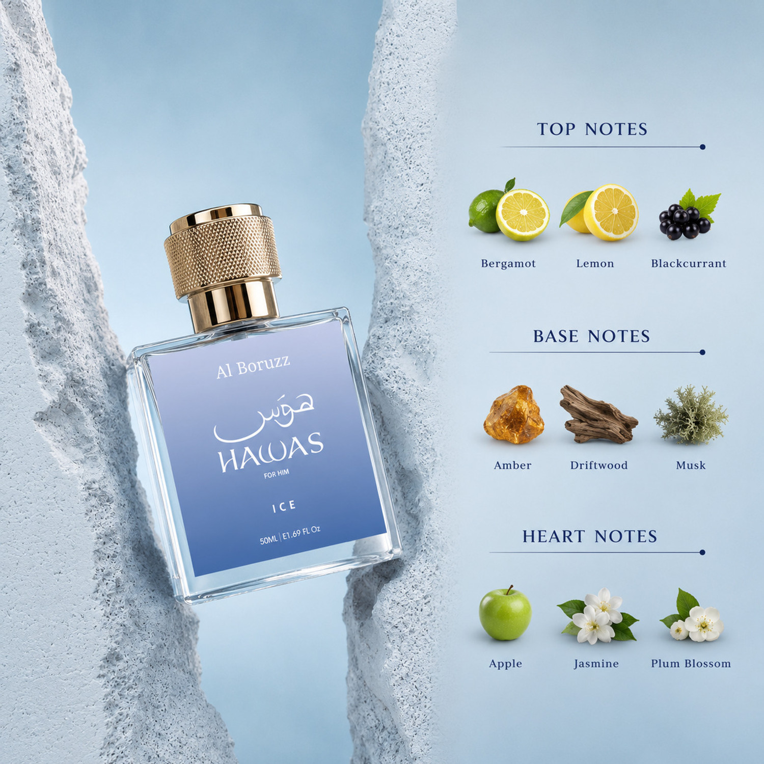 Image of AL BORUZZ Hawasis Ice Arctic Mist Perfume 0.2 Eau de Parfum - 50 ml