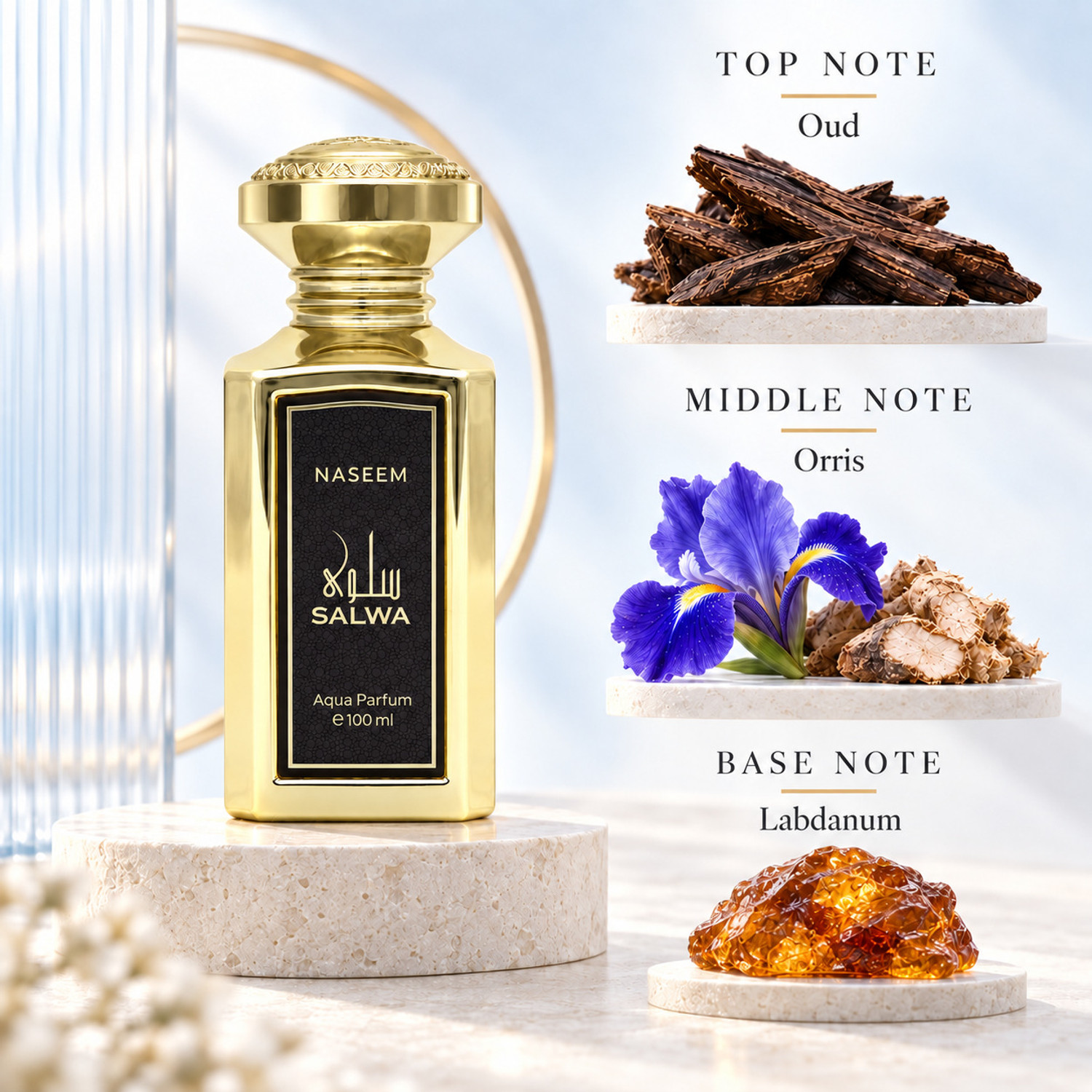 Image of NASEEM Salwa Aqua Parfum - Alcohol-Free, Long-Lasting Scent with Oud, Saffron & Rose Eau de Parfum - 100 ml (For Men & Women)