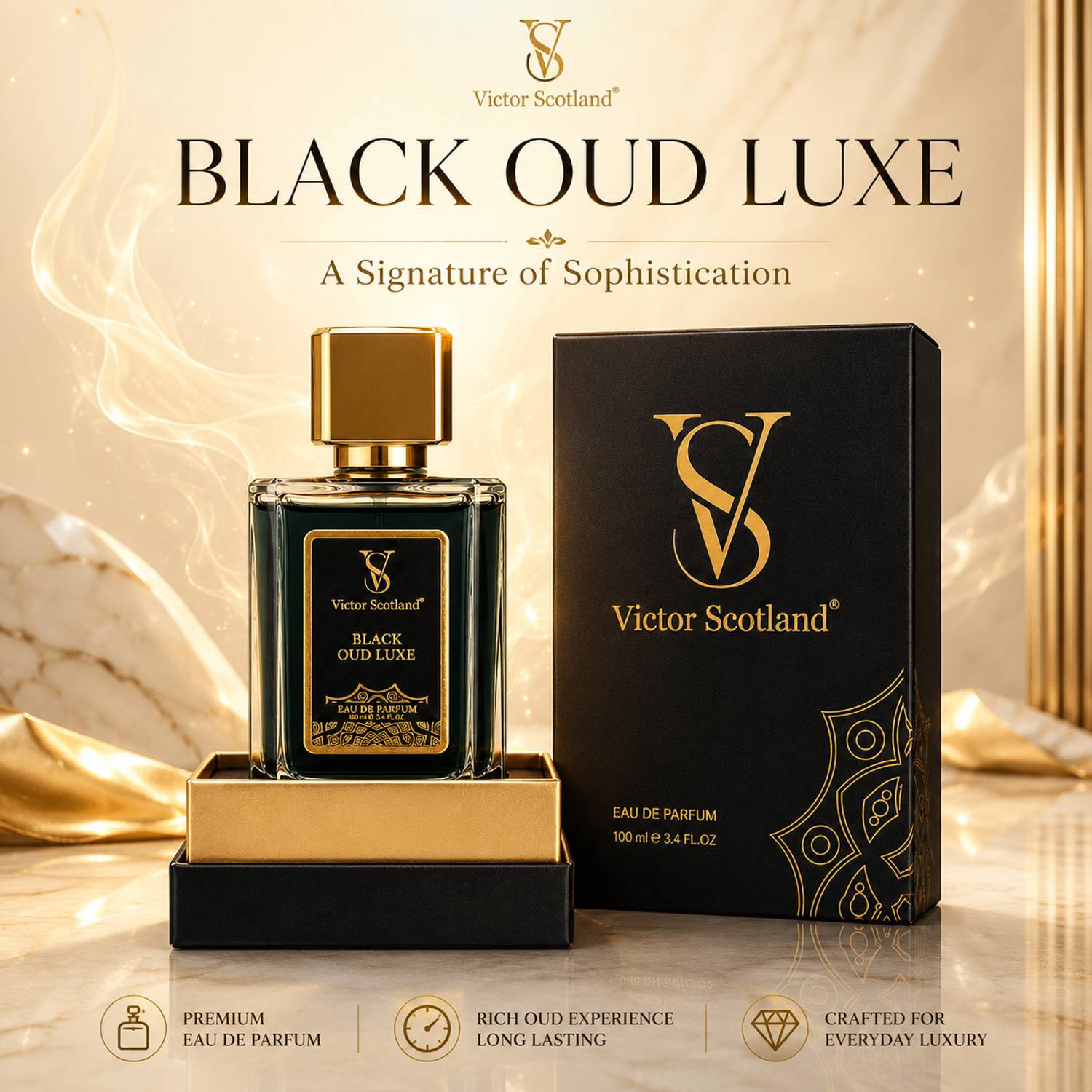 Victor Scotland Black OUD Luxe Eau De Parfum 100 ml - Image 3