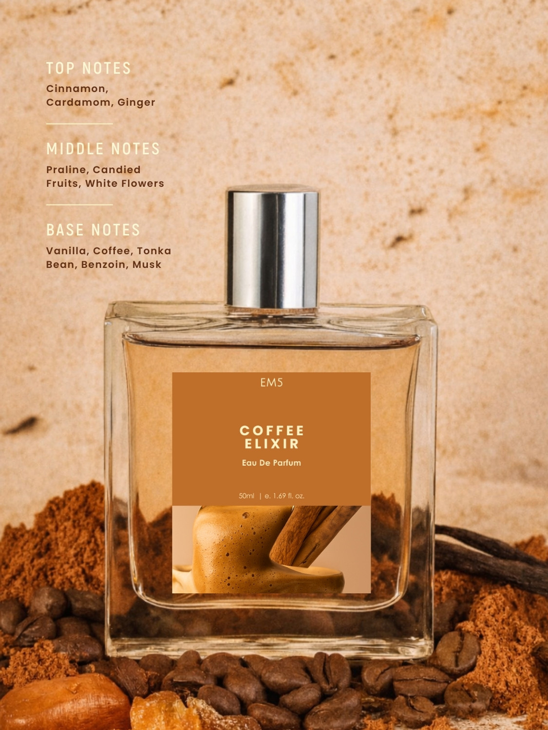 Image of Em5 Coffee Elixir EDP Perfume for Women | Warm Coffee, Spicy & Vanilla Fragrance | Eau de Parfum - 50 ml