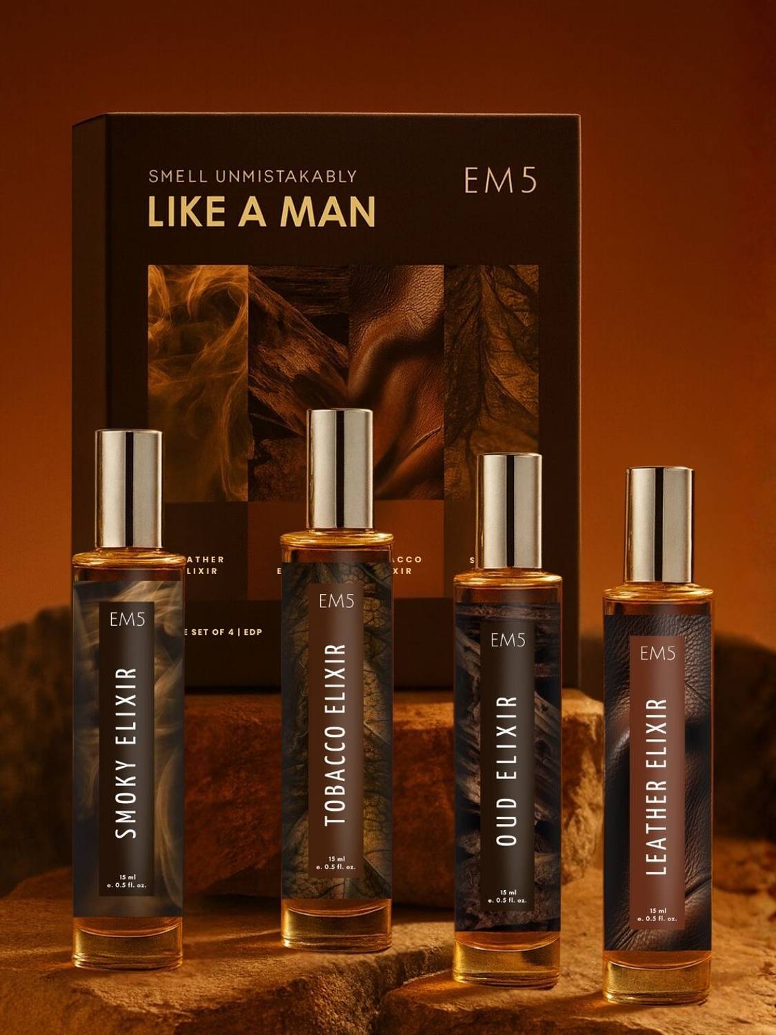Em5 Pack of 4 Long-Lasting Perfumes for Men | Travel-Friendly Gif... more