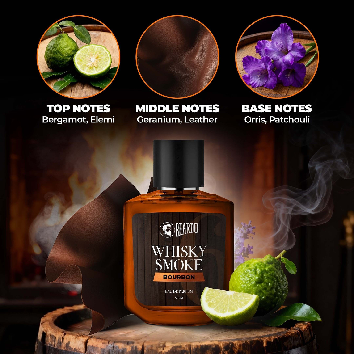 Image of BEARDO Whiskey Smoke Bourbon & Firebomb Perfume Oriental Woody | Strong & Long Lasting Perfume - 100 ml