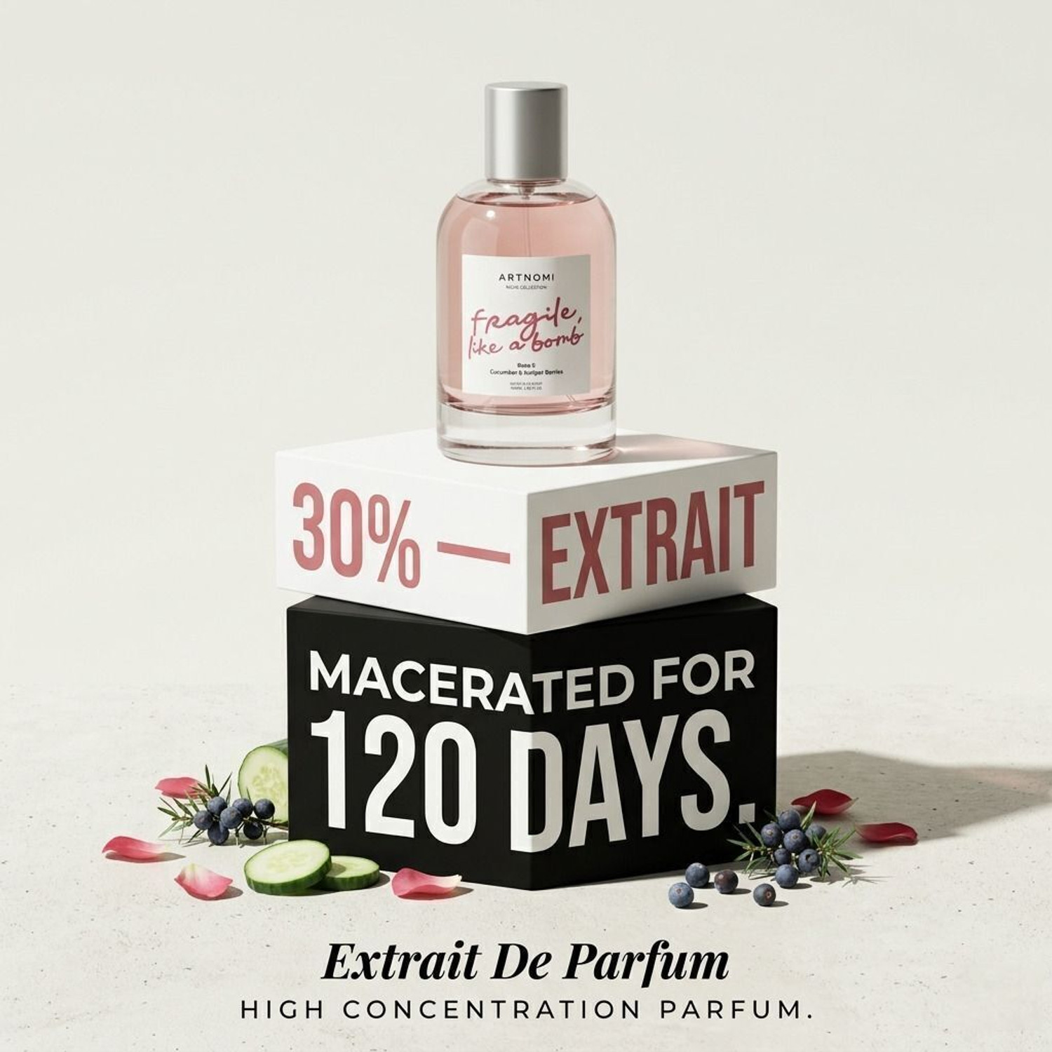 Image of Artnomi Fragile Like a Bomb Long Lasting 30% Concen | Cucumber, Rose & Juniper Berries Extrait De Parfum - 100 ml