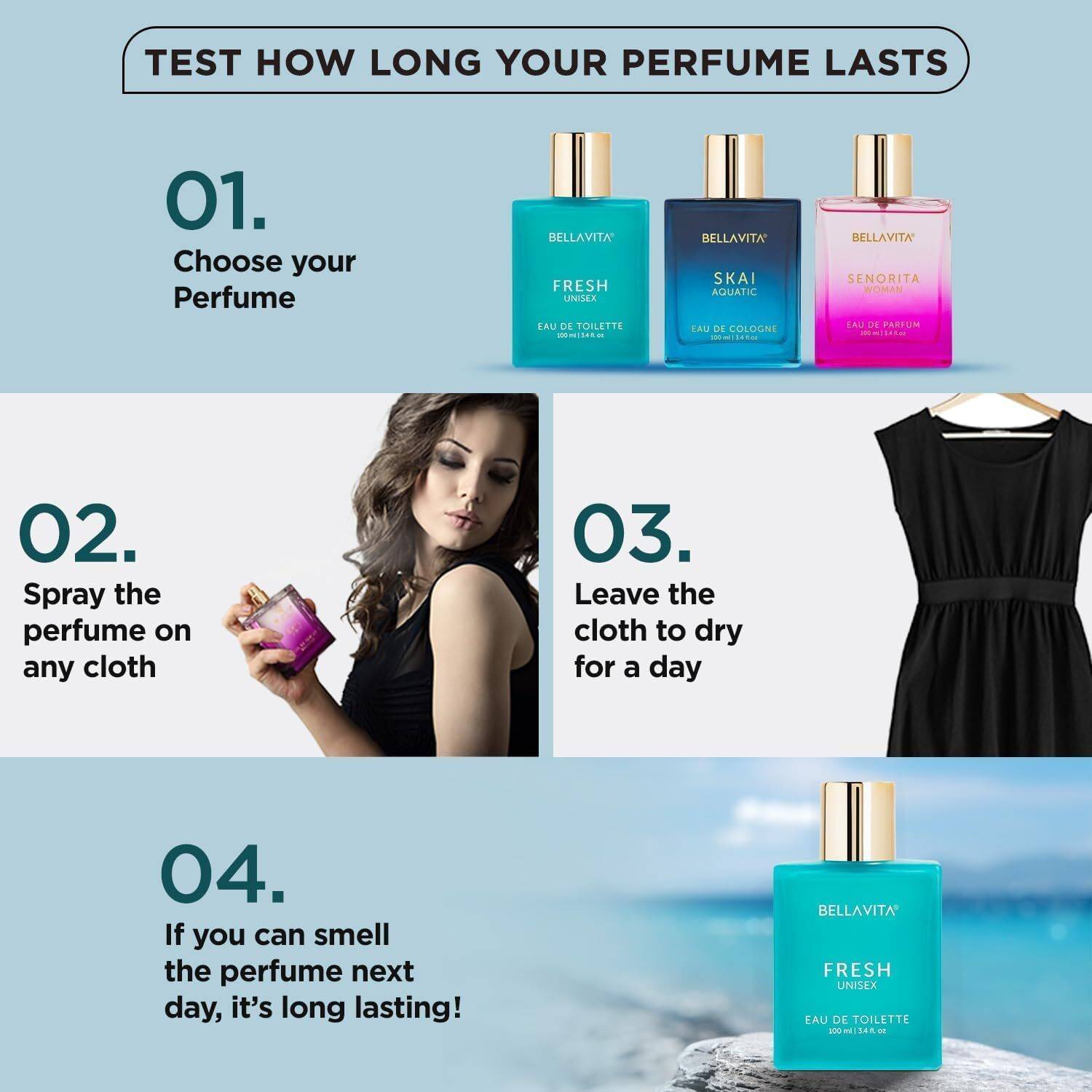 BELLAVITA Fresh Eau De Toilette Unisex Perfume 100 ml - Image 5