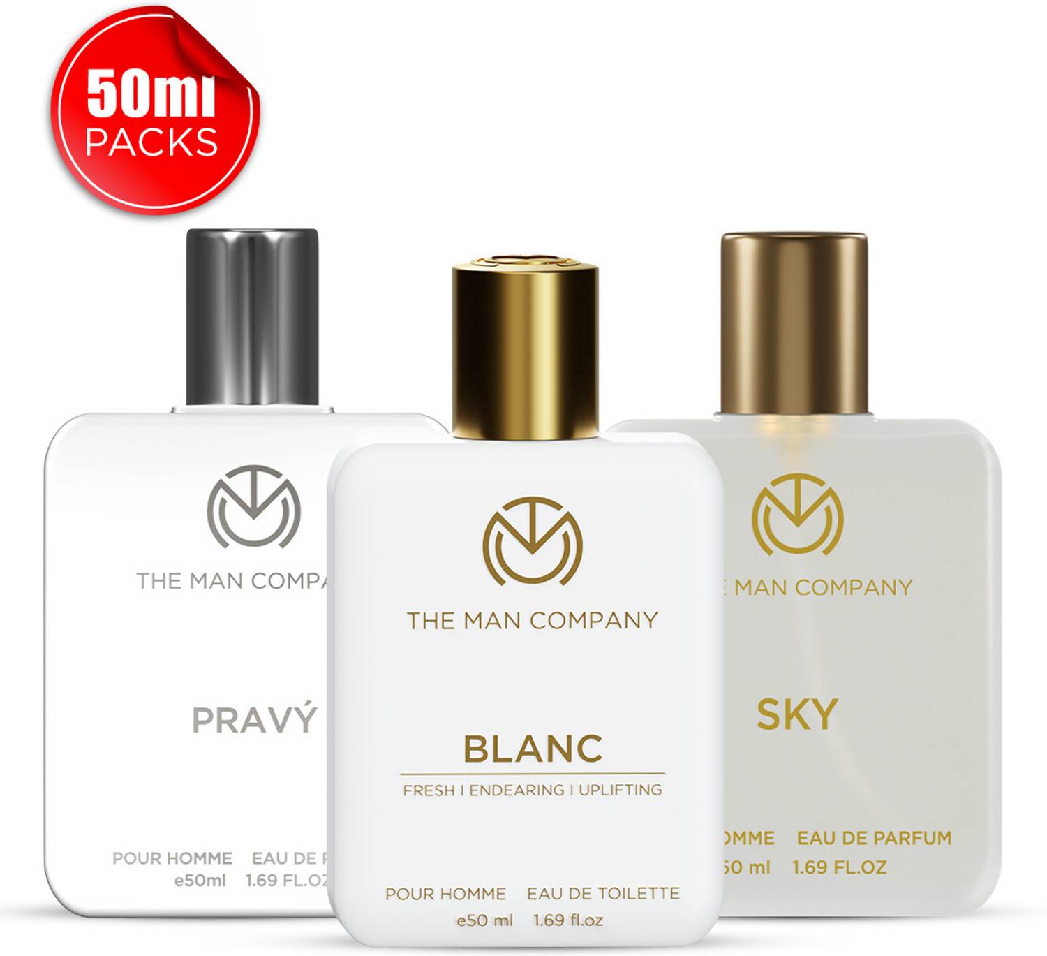 THE MAN COMPANY Blanc, Sky and Pravy Perfume for Men 3 x 50ml | L...mo