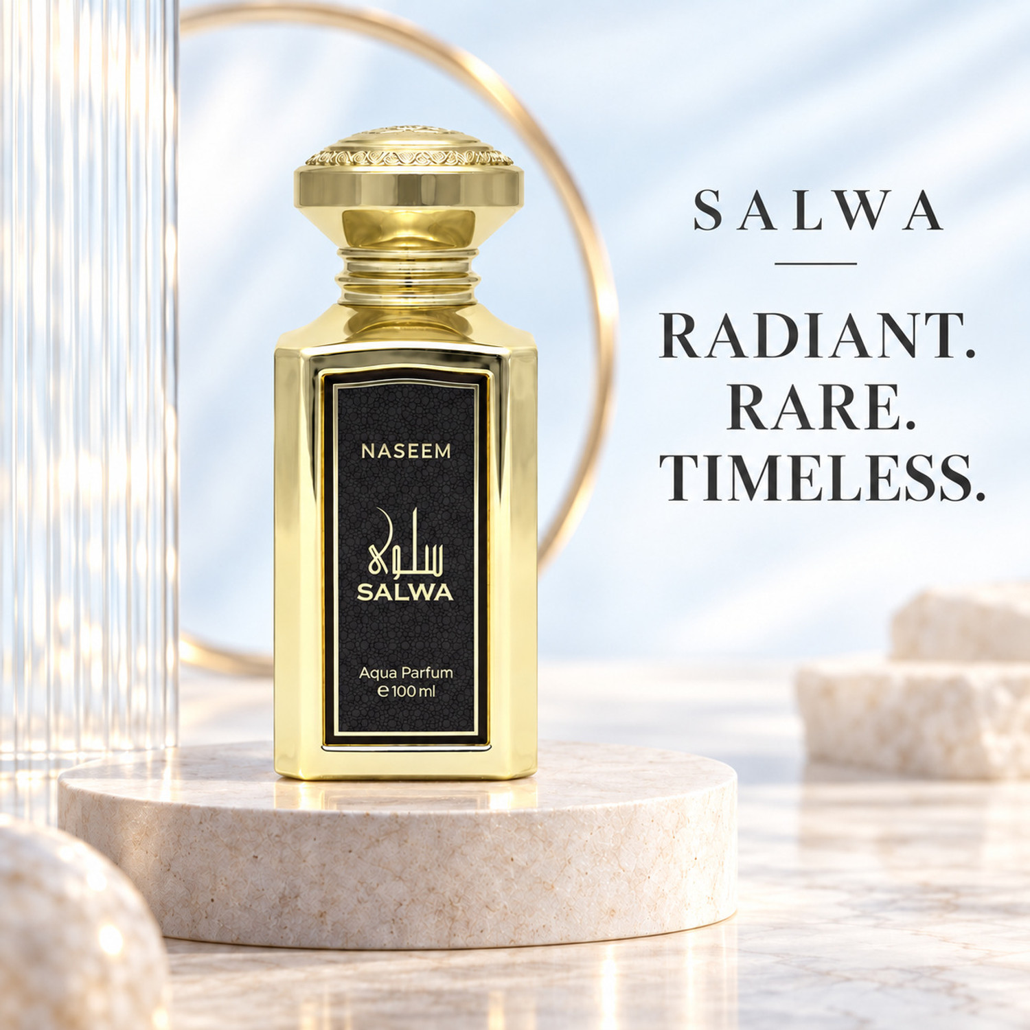 Image of NASEEM Salwa Aqua Parfum - Alcohol-Free, Long-Lasting Scent with Oud, Saffron & Rose Eau de Parfum - 100 ml (For Men & Women)