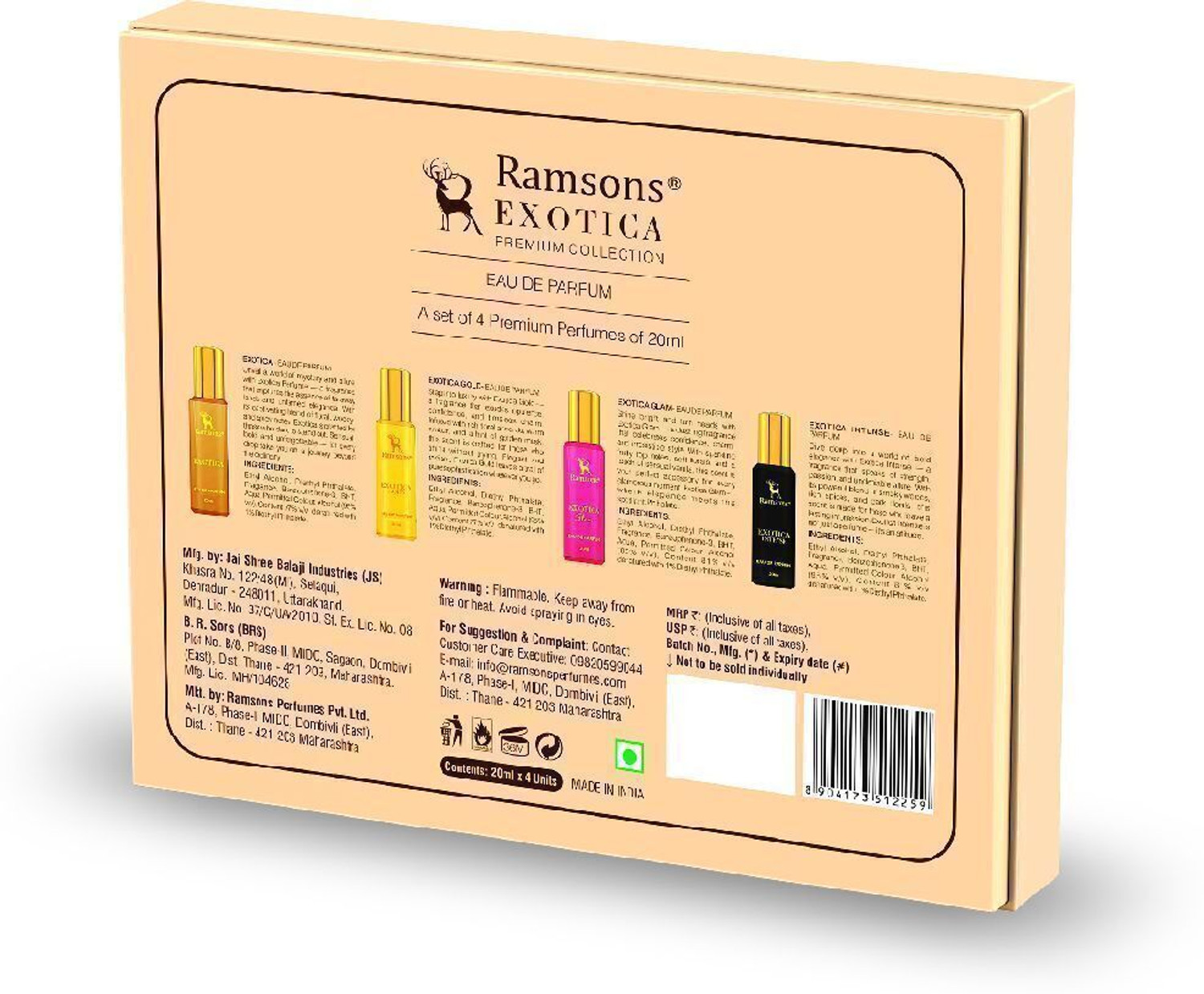 Image of RAMSONS Exotica Premium Giftset Pack of 4 Unisex Perfume (20ml x 4) Eau de Parfum - 80 ml