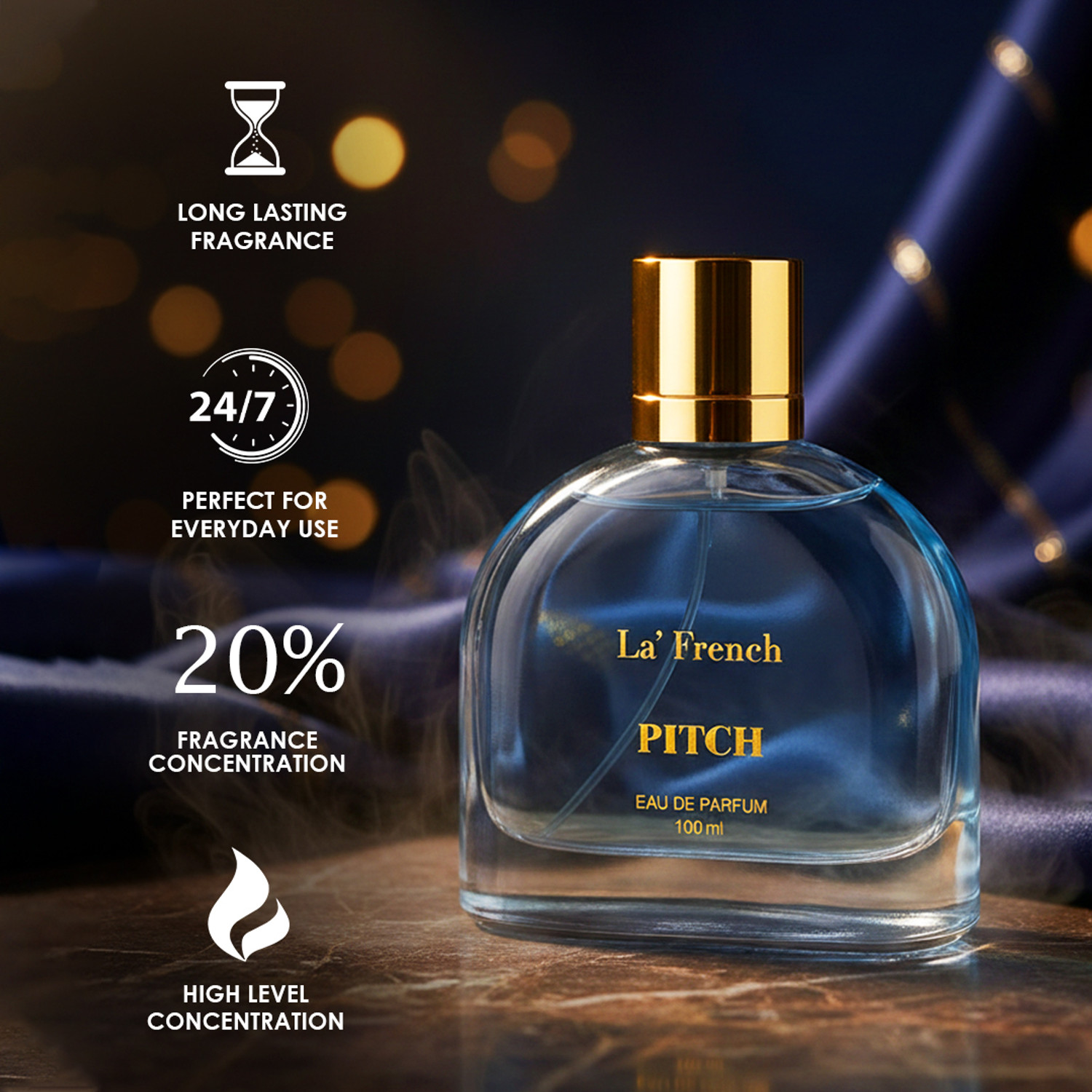Image of La French Pitch Unisex Perfume | Long-Lasting Scent with Clary Sage, Lemon & Amber Notes | Eau de Parfum - 100 ml