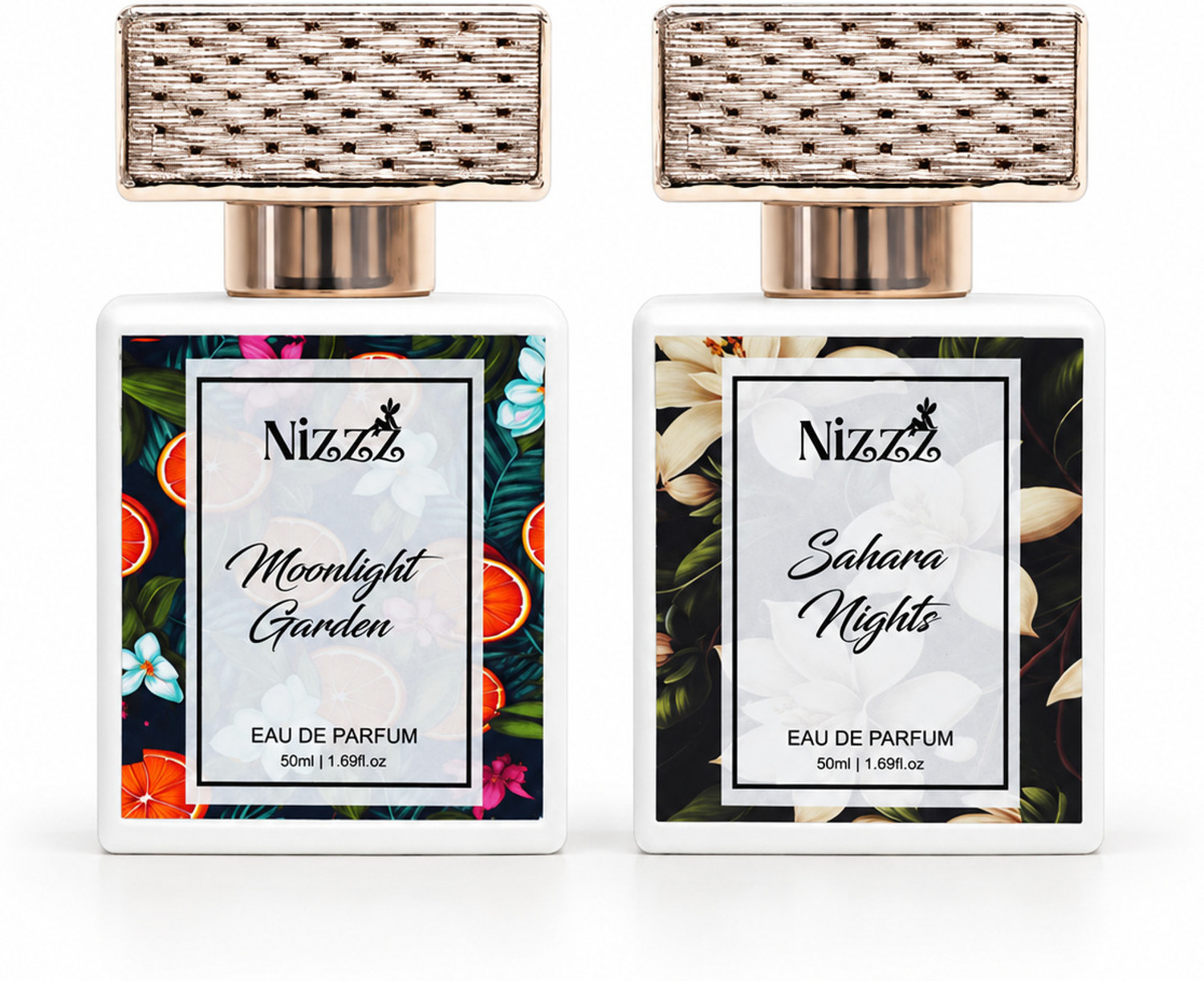 NIZZZ Moonlight Garden & Sahara Nights Floral Oud EDP Gift Set 50ml x2 Eau de Parfum  -  50 ml