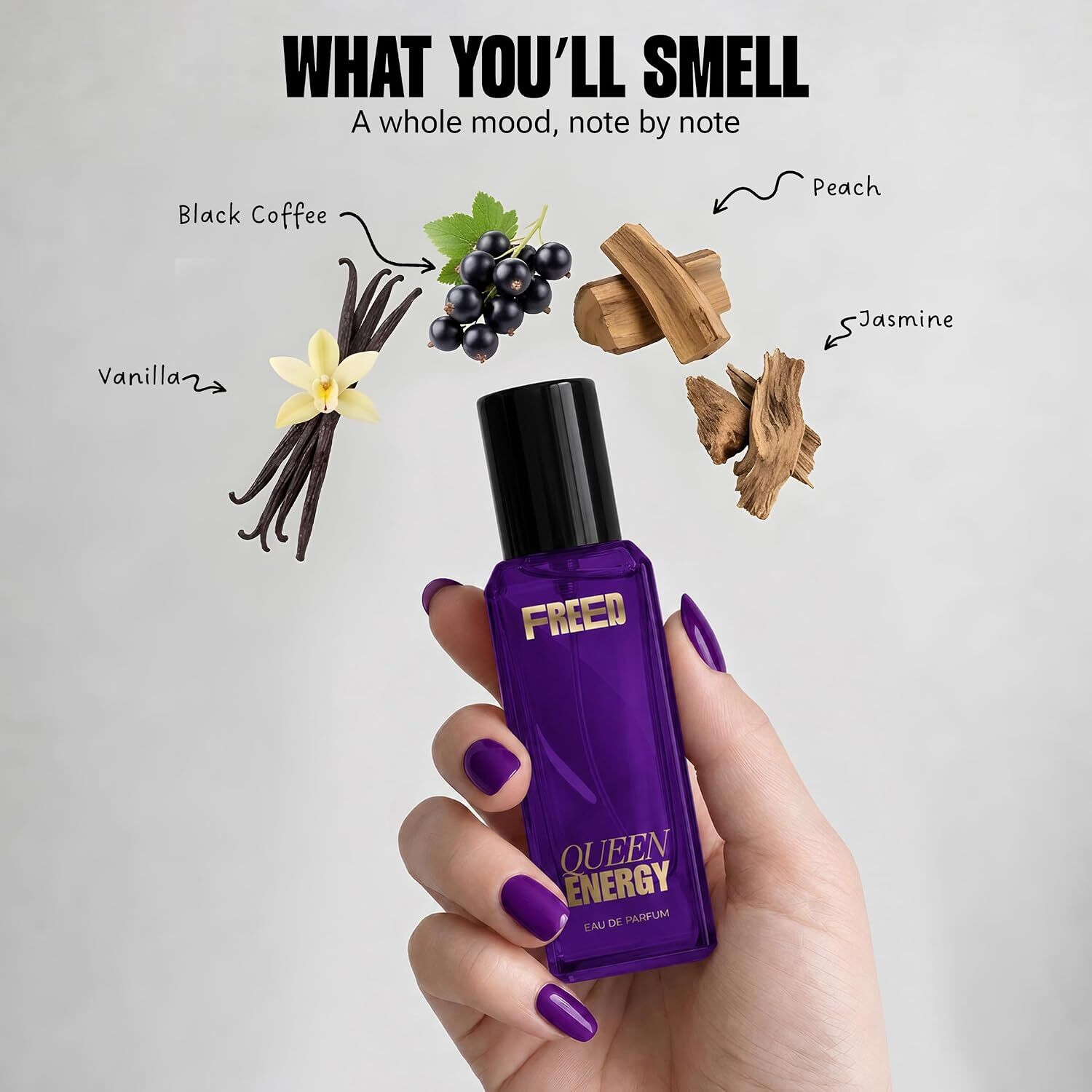 Image of FREED Queen Energy, Black Kat & Smokin' Hot Perfume | Patchouli, Wild Citrus, Spicy | Eau de Parfum - 60 ml