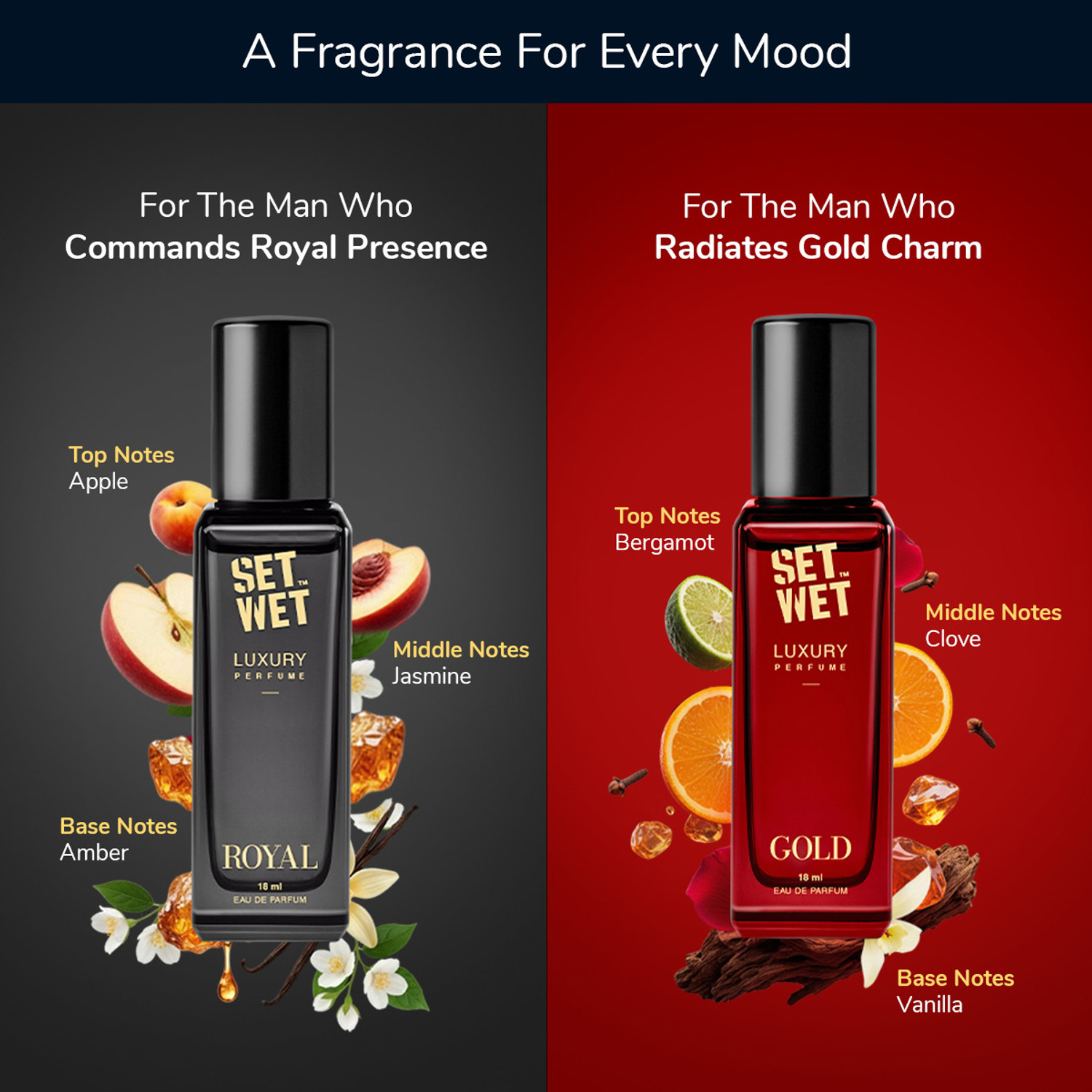 Image of SET WET Luxury Perfume Gift Set | Perfume for Man | 4x18ml | Premium Fragrance Scent Eau de Parfum - 72 ml