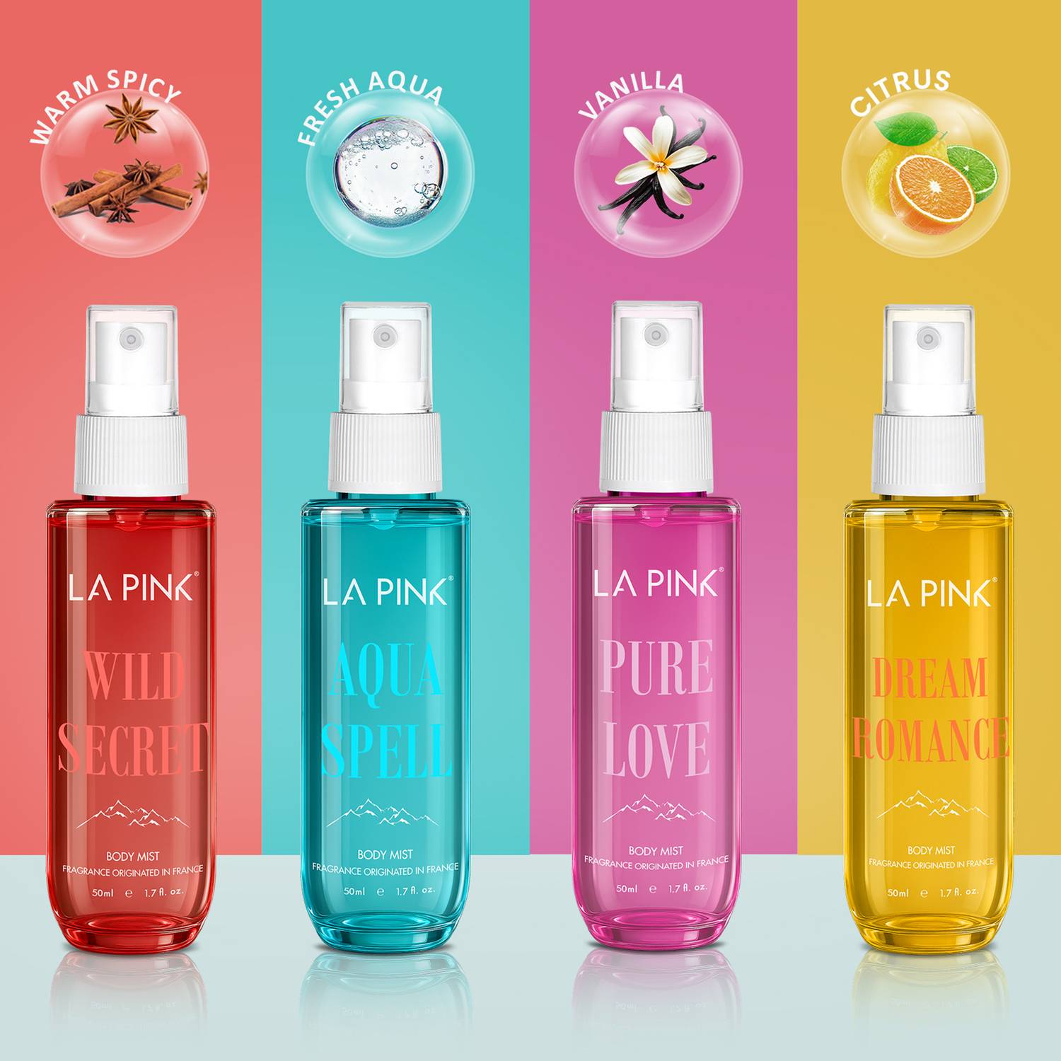 mini perfume PINKセット4本 La Pink Mini Perfume Body Mist Gift Sets | 4 x 50ml Long Lasting