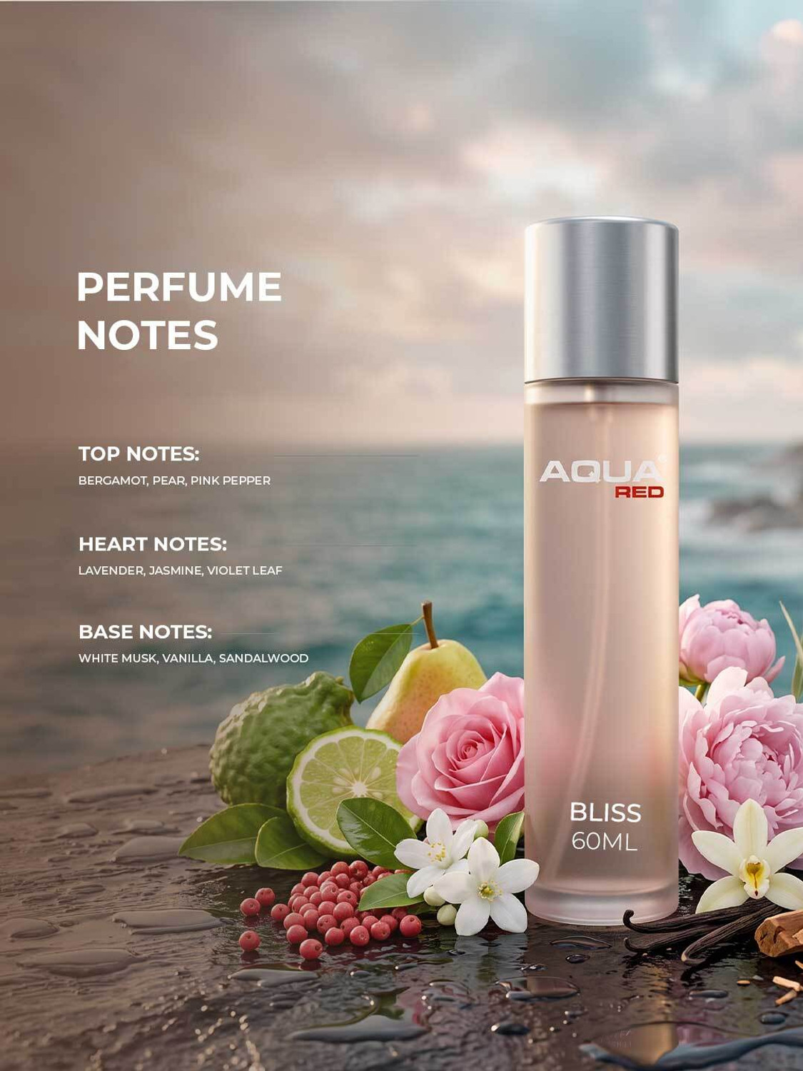 Image of Aqua Red Bliss Long Lasting Fresh & Soothing Fragrance Perfume - 60 ml